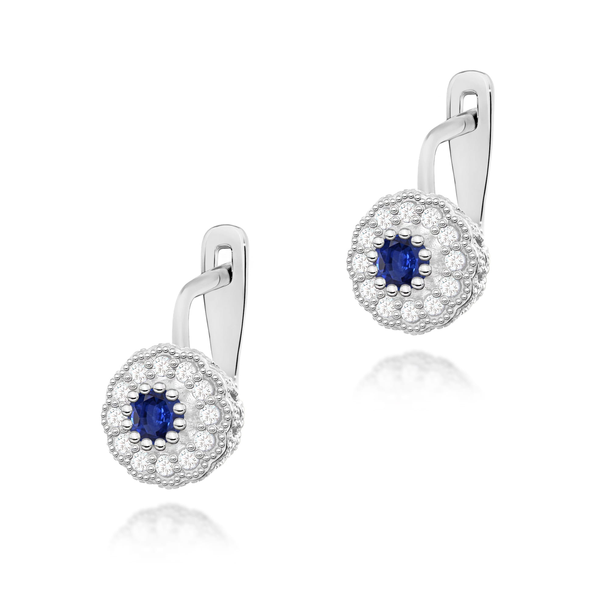 Cercei Aur 14K cu Safir 0.30 ct si Diamante 0.20 ct
