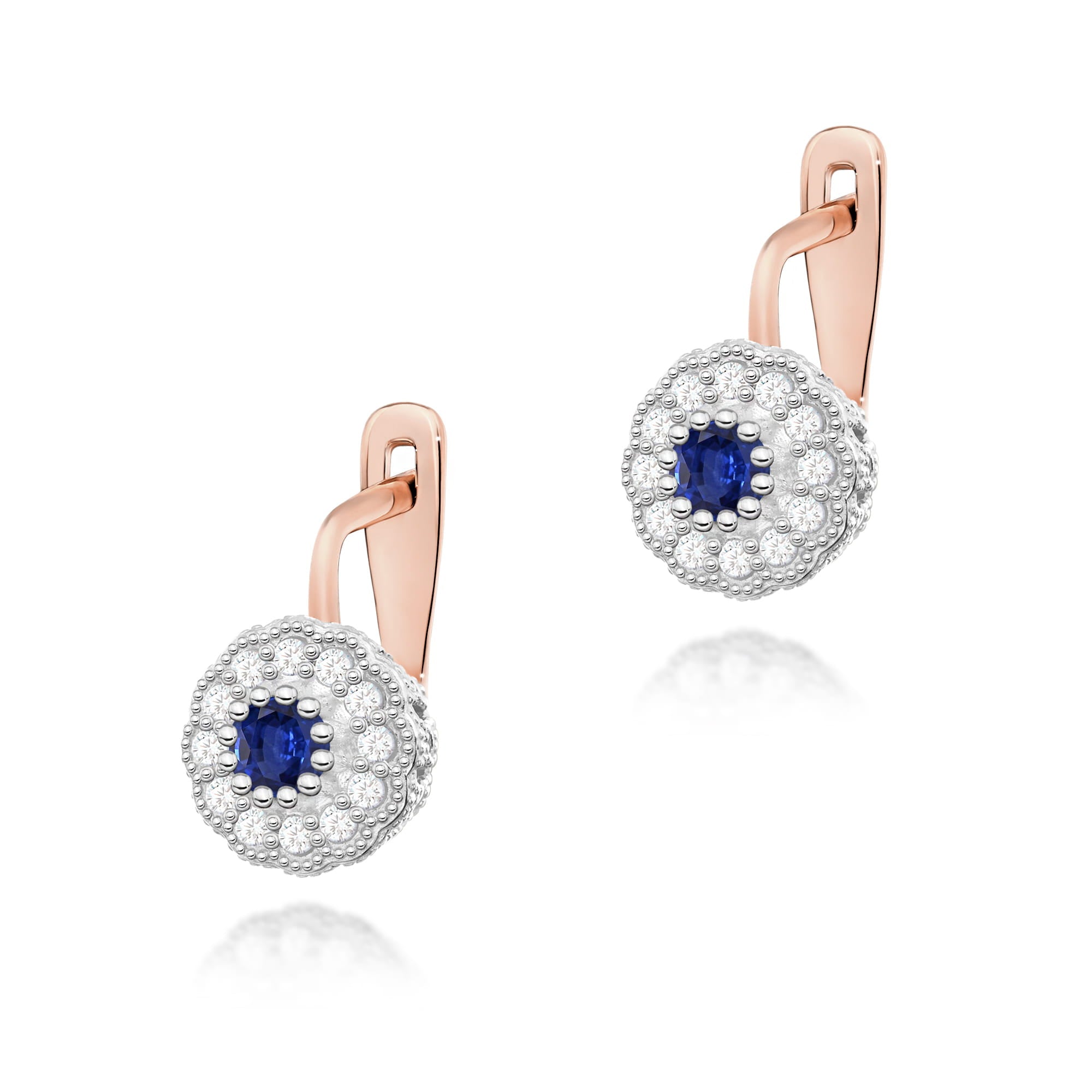 Cercei Aur 14K cu Safir 0.30 ct si Diamante 0.20 ct