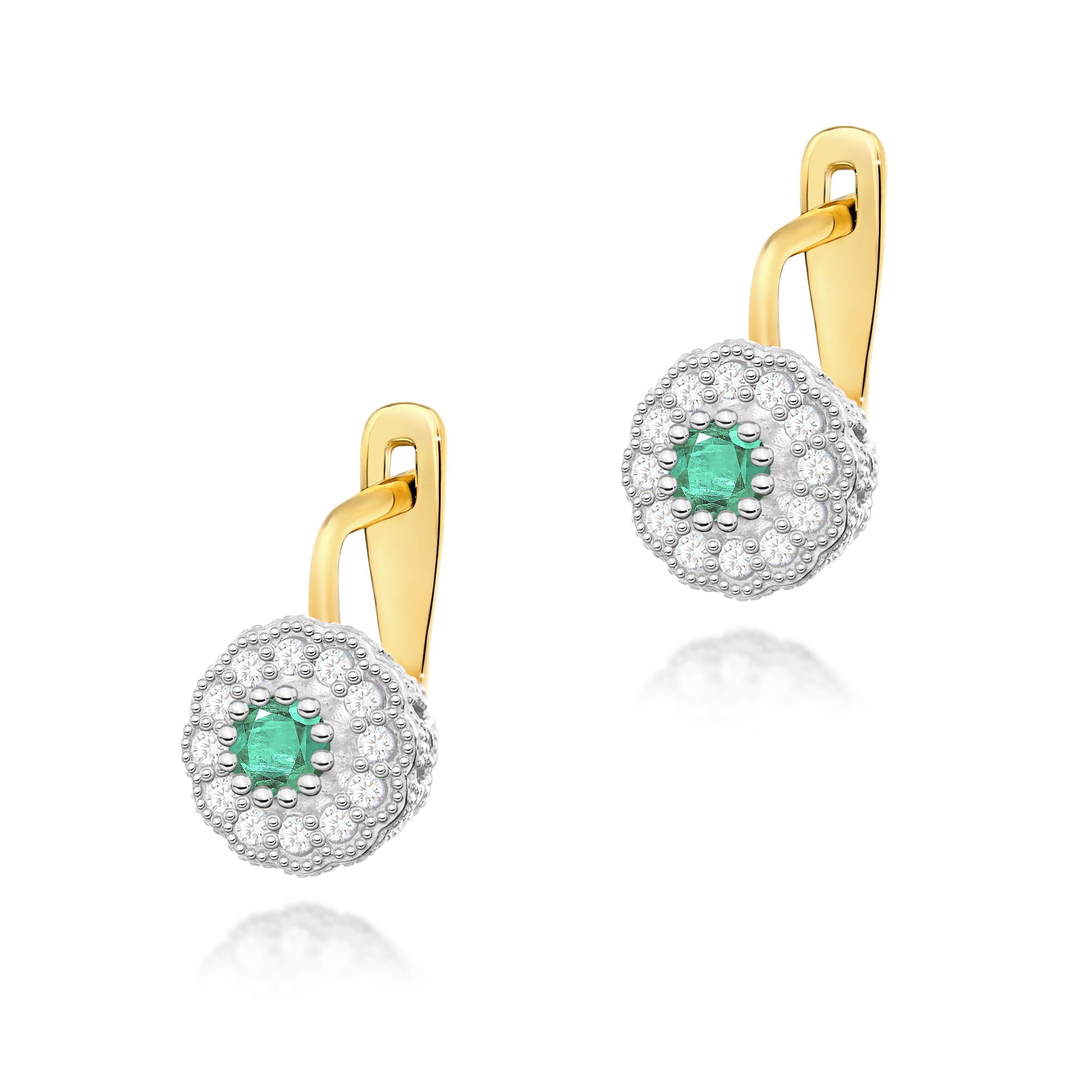 Earrings K0284 Emerald 2 x 0,15ct gold