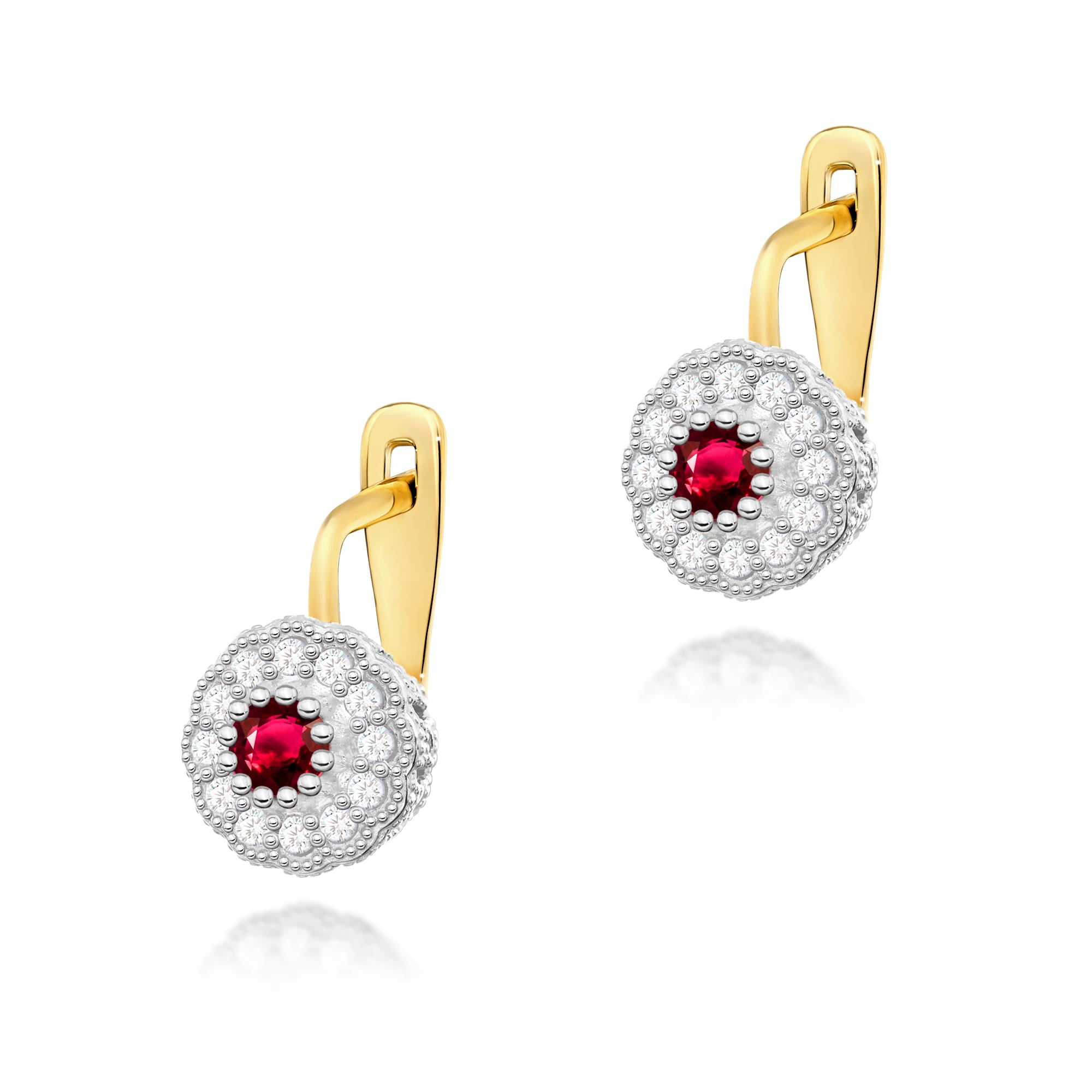 Cercei Aur 14K cu Rubin 0.30 ct si Diamante 0.20 ct