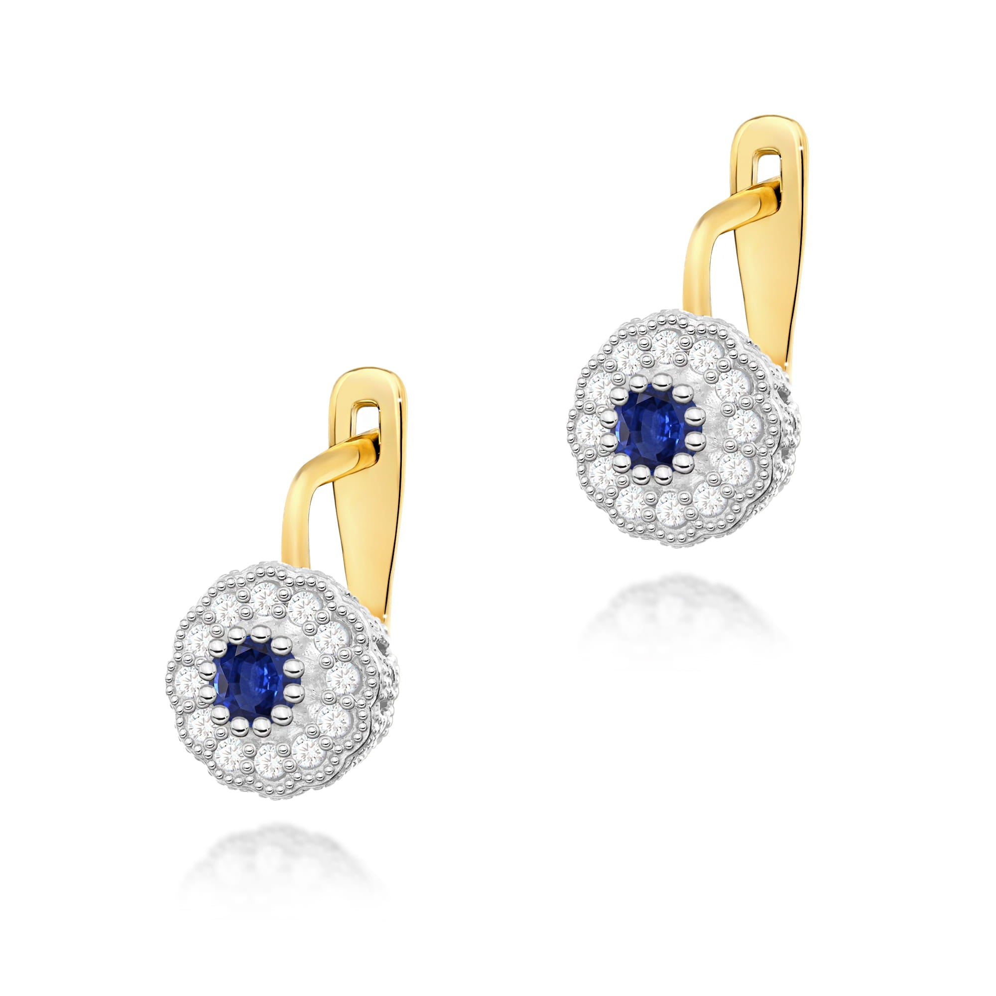 Cercei Aur 14K cu Safir 0.30 ct si Diamante 0.20 ct