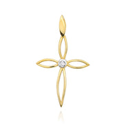 Pandantiv Cruce Aur 14K cu Diamante 0.02 ct - Galben