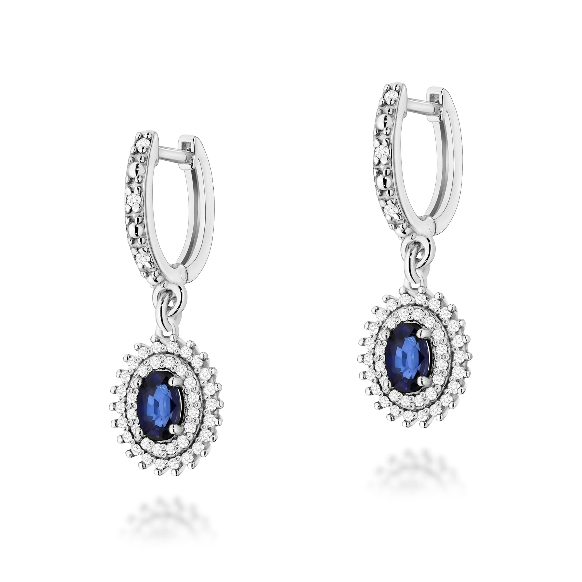 Cercei Aur 14k cu Safir 0.80 ct si Diamante Naturale 0.44 ct