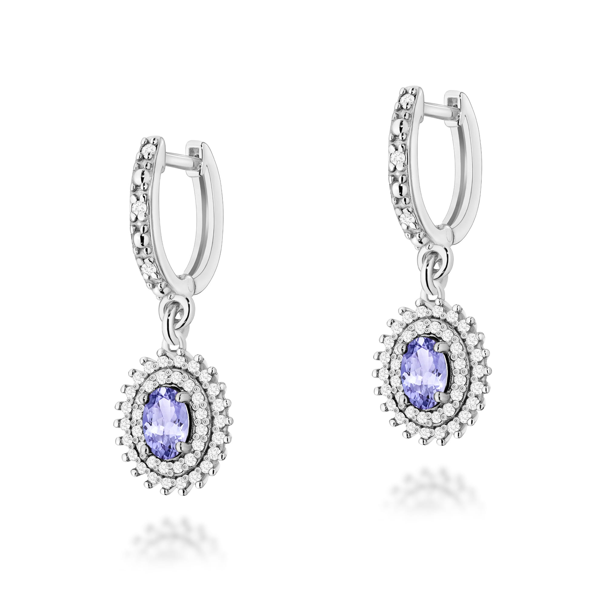 Cercei Aur 14k cu Tanzanit 0.80 ct si Diamante Naturale 0.44 ct