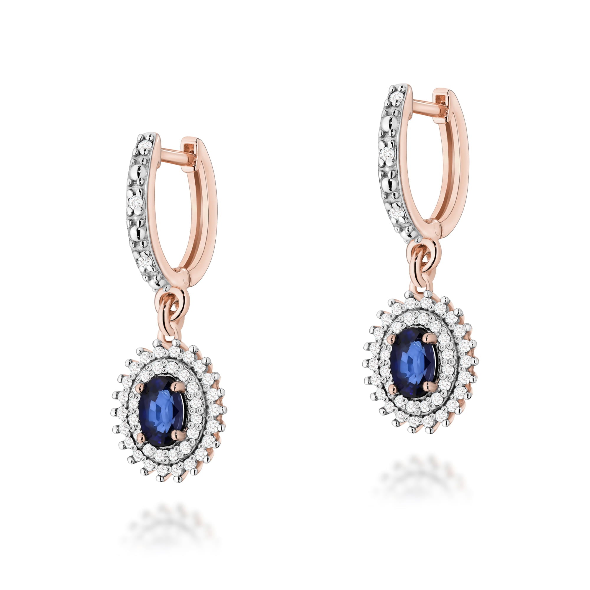 Cercei Aur 14k cu Safir 0.80 ct si Diamante Naturale 0.44 ct