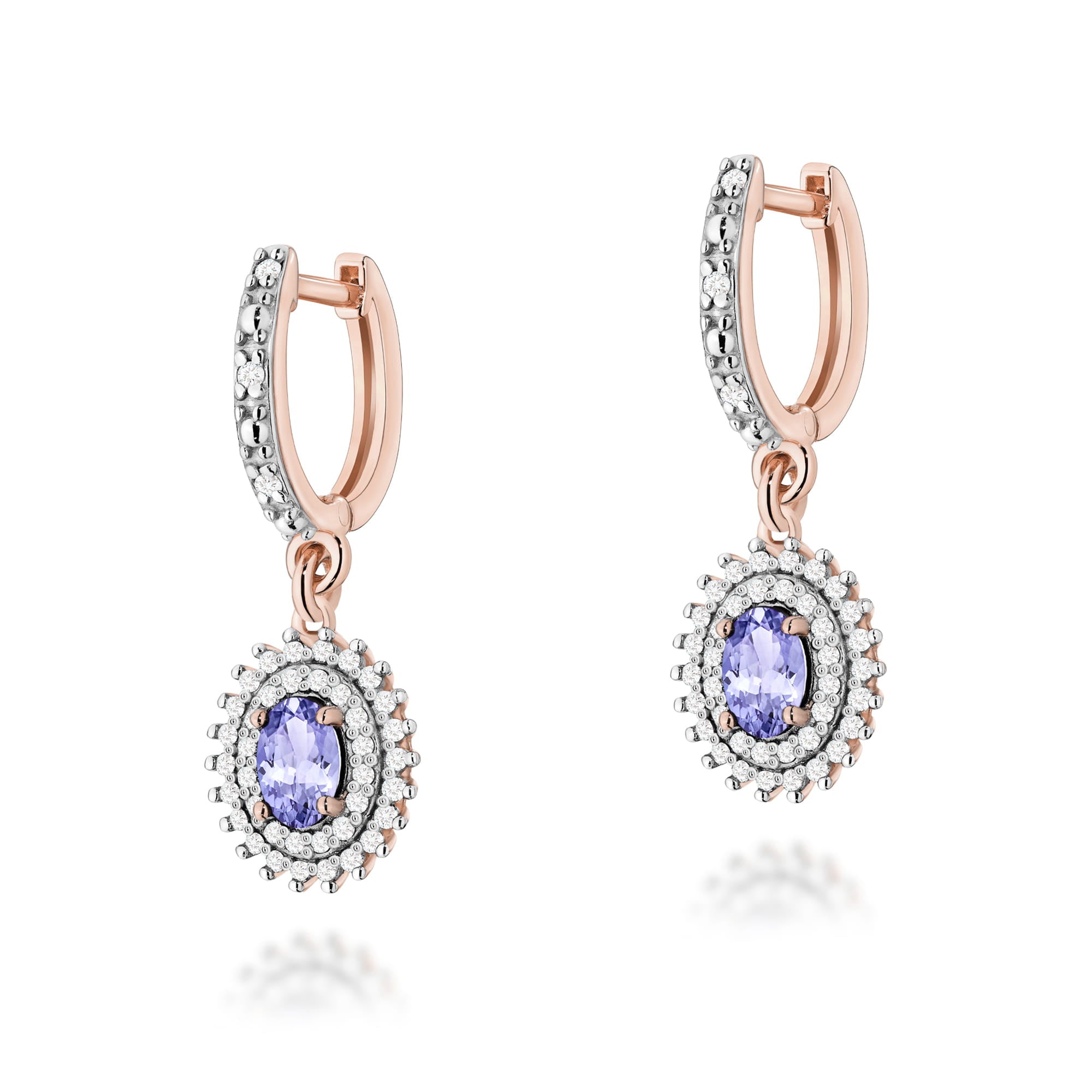 Cercei Aur 14k cu Tanzanit 0.80 ct si Diamante Naturale 0.44 ct
