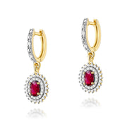 Cercei Aur 14K cu Rubin 0.60 ct si Diamante Naturale 0.44 ct
