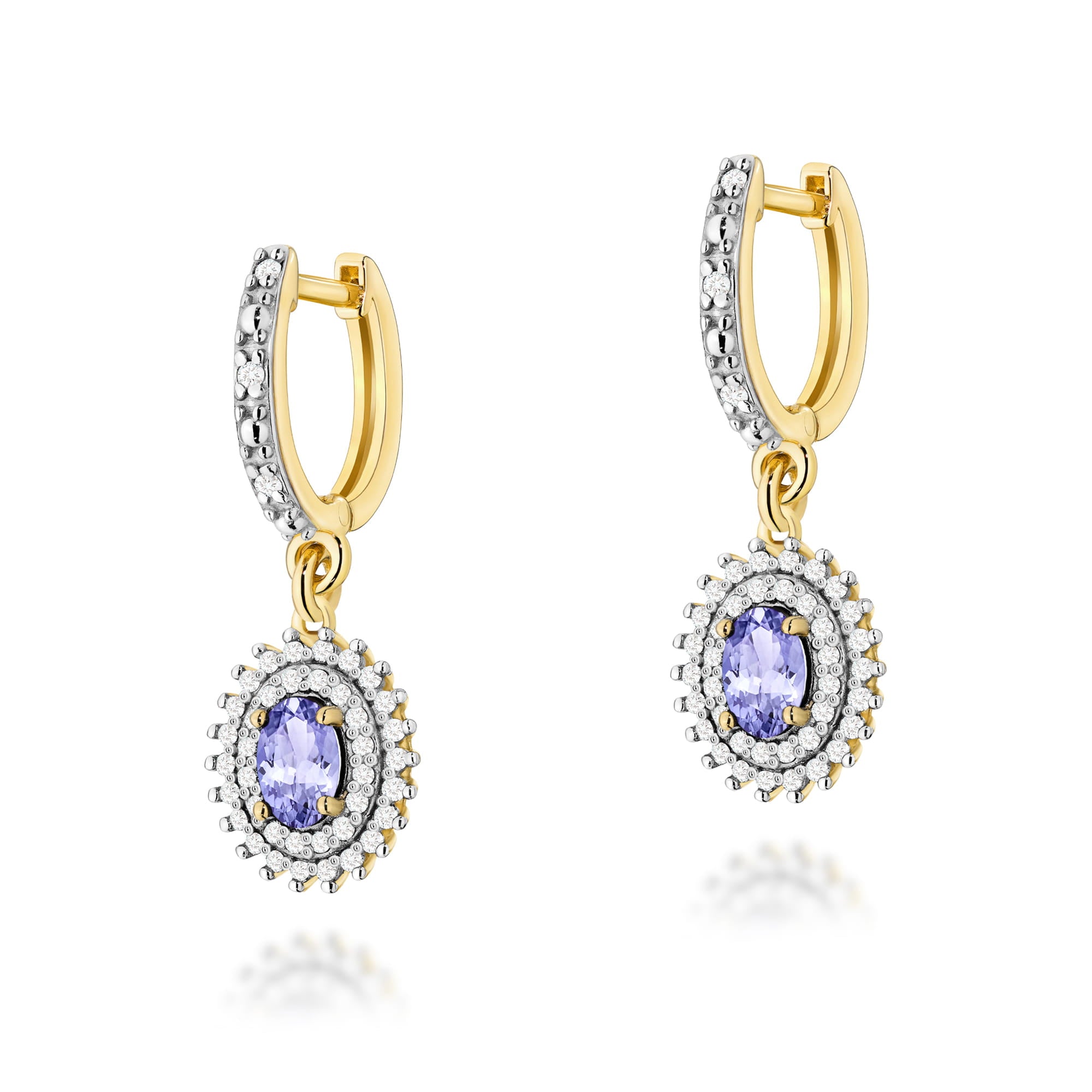 Cercei Aur 14k cu Tanzanit 0.80 ct si Diamante Naturale 0.44 ct