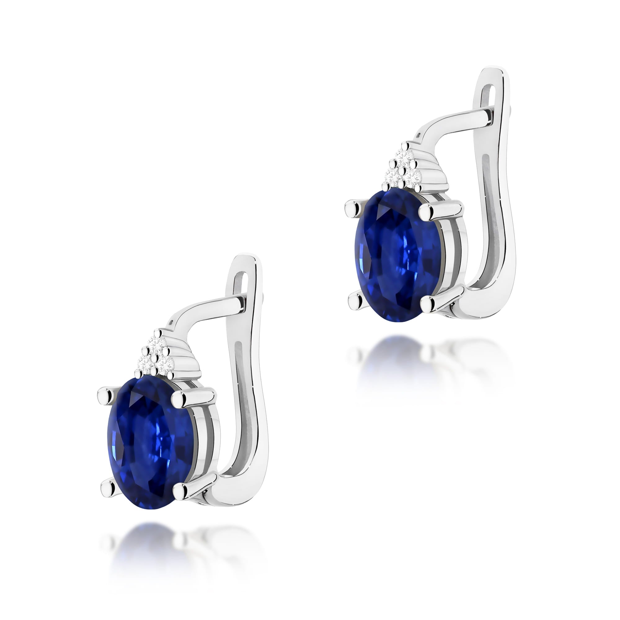 Cercei Aur 14K cu Safir 1.80 ct si Diamante Naturale 0.05 ct