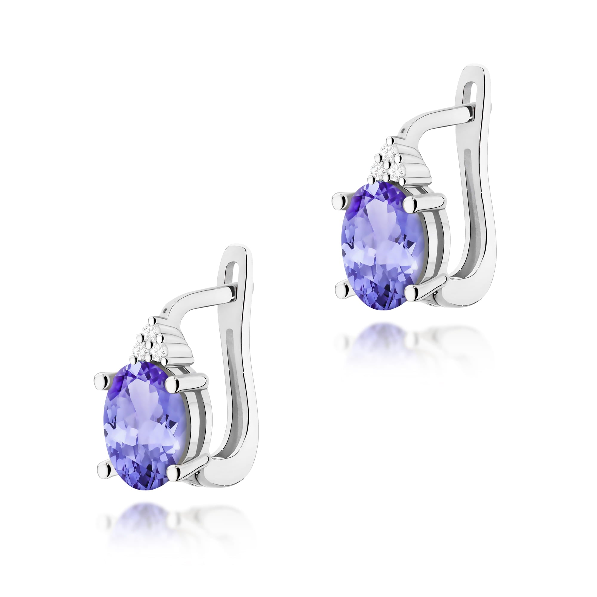 Cercei Aur 14K cu Tanzanit 1.40 ct si Diamante Naturale 0.05 ct