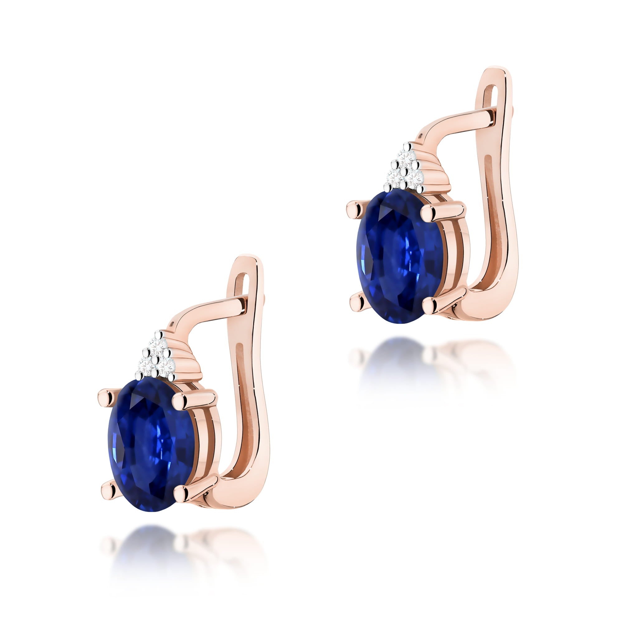 Cercei Aur 14K cu Safir 1.80 ct si Diamante Naturale 0.05 ct