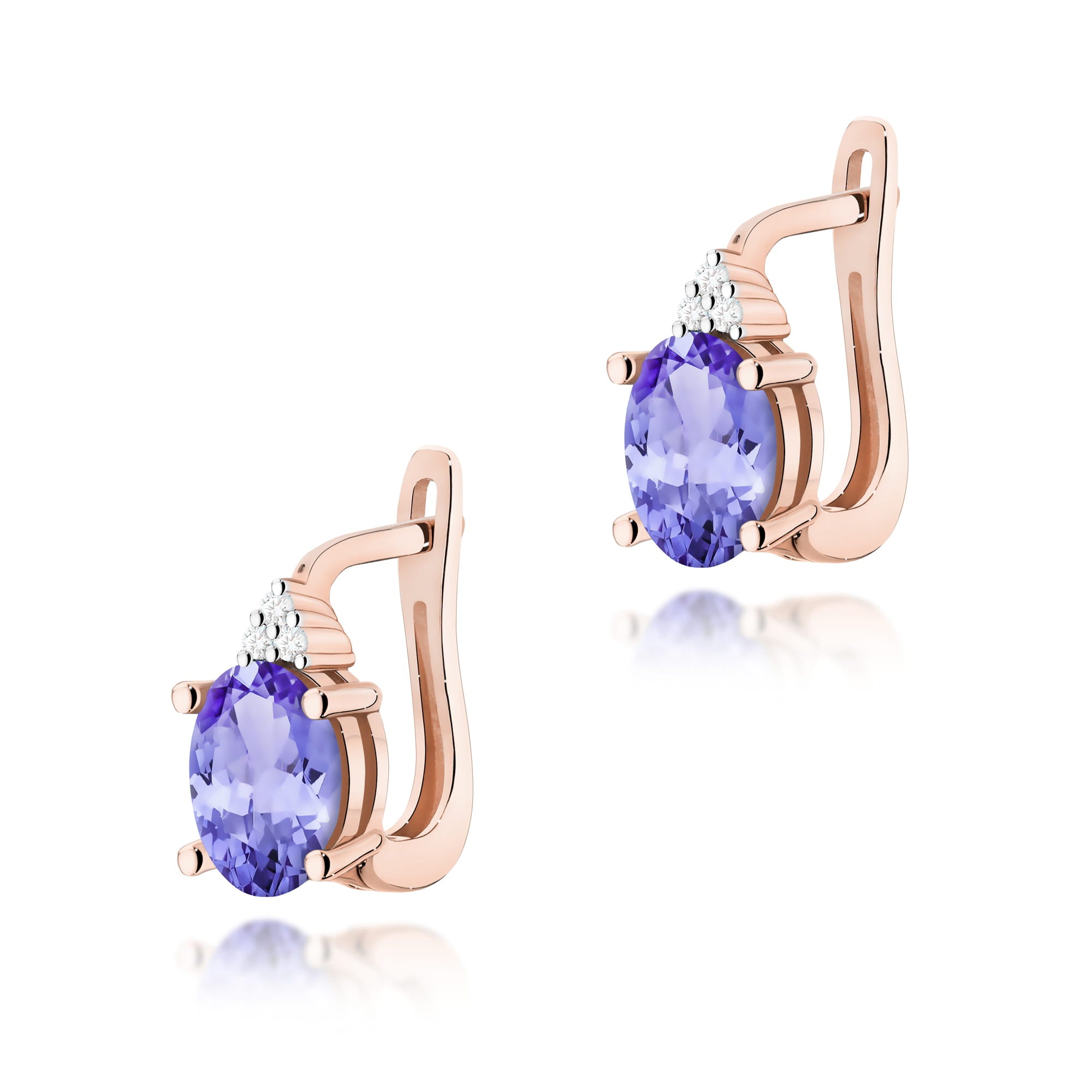 Cercei Aur 14K cu Tanzanit 1.40 ct si Diamante Naturale 0.05 ct