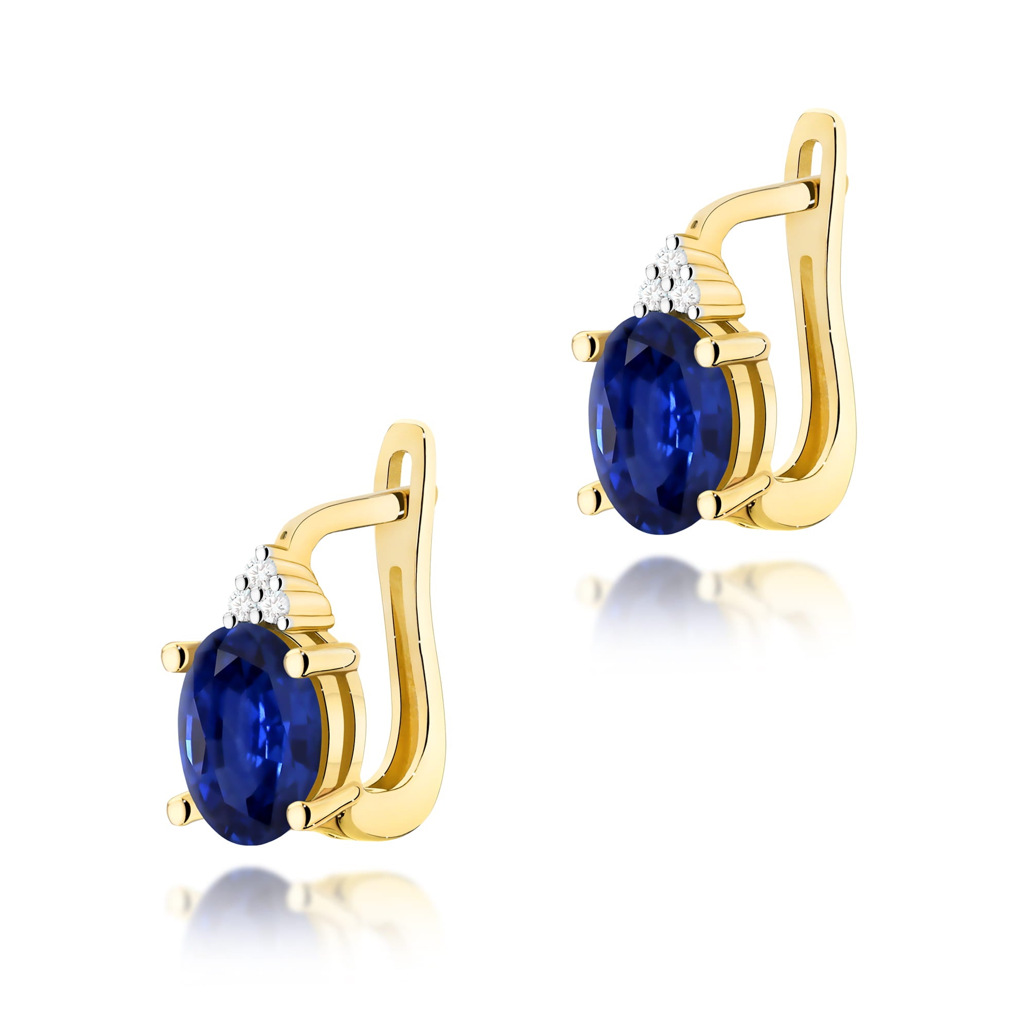 Cercei Aur 14K cu Safir 1.80 ct si Diamante Naturale 0.05 ct