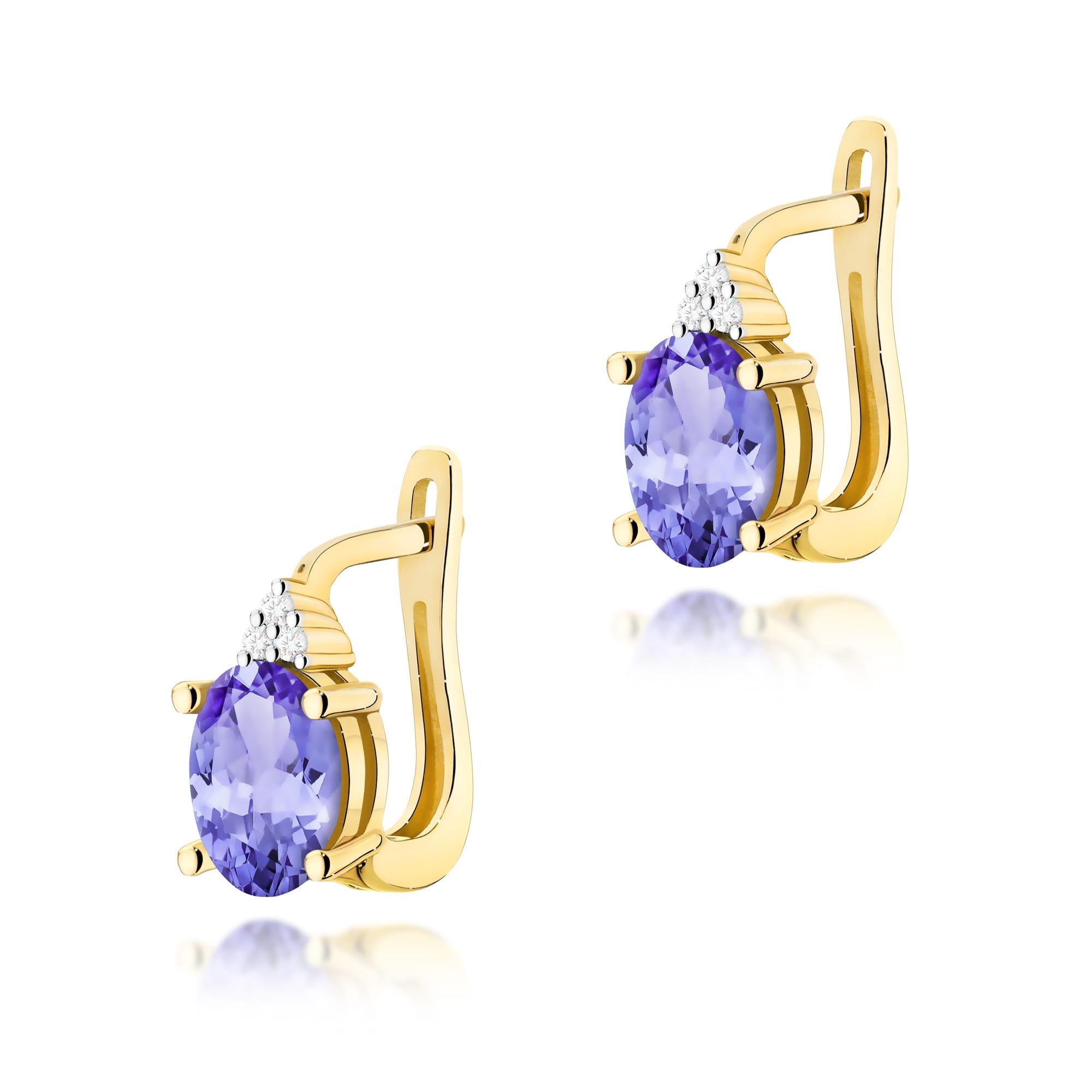 Cercei Aur 14K cu Tanzanit 1.40 ct si Diamante Naturale 0.05 ct