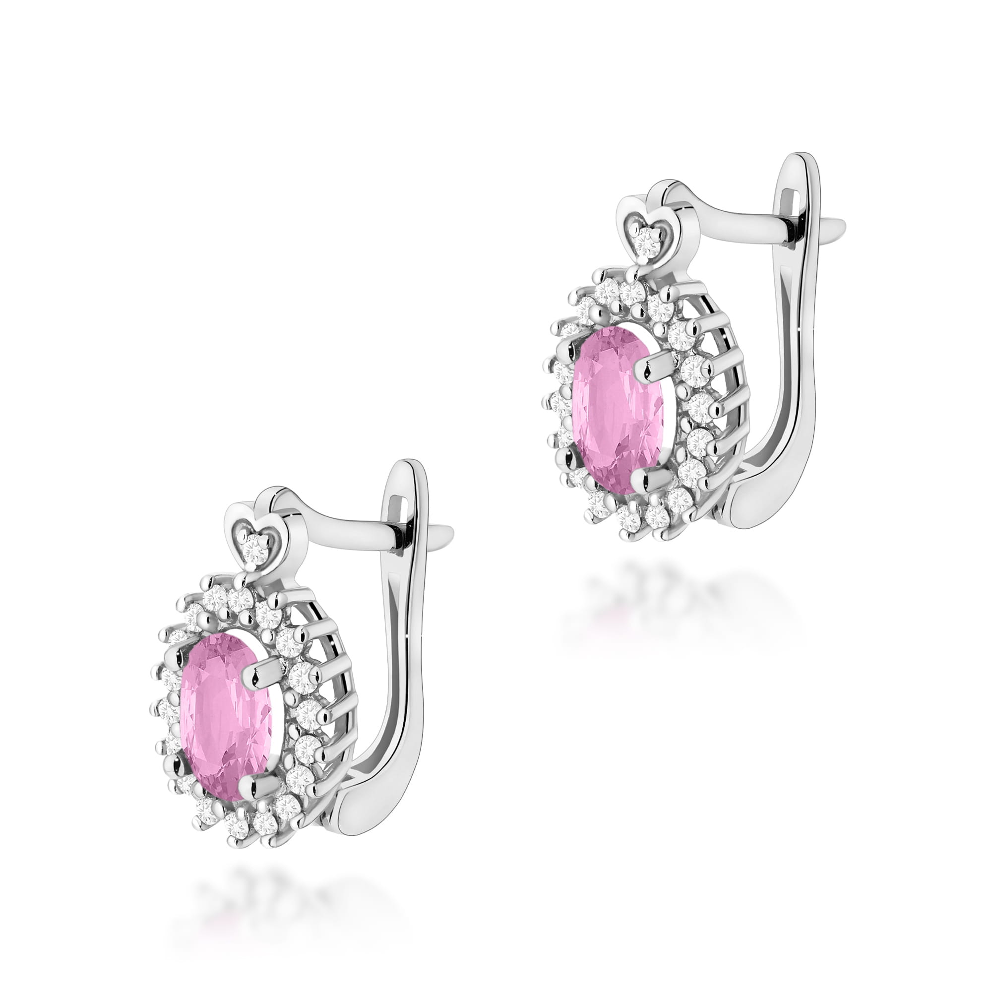 Cercei Aur 14K cu Safir Roz 0.90 ct si Diamante Naturale 0.19 ct