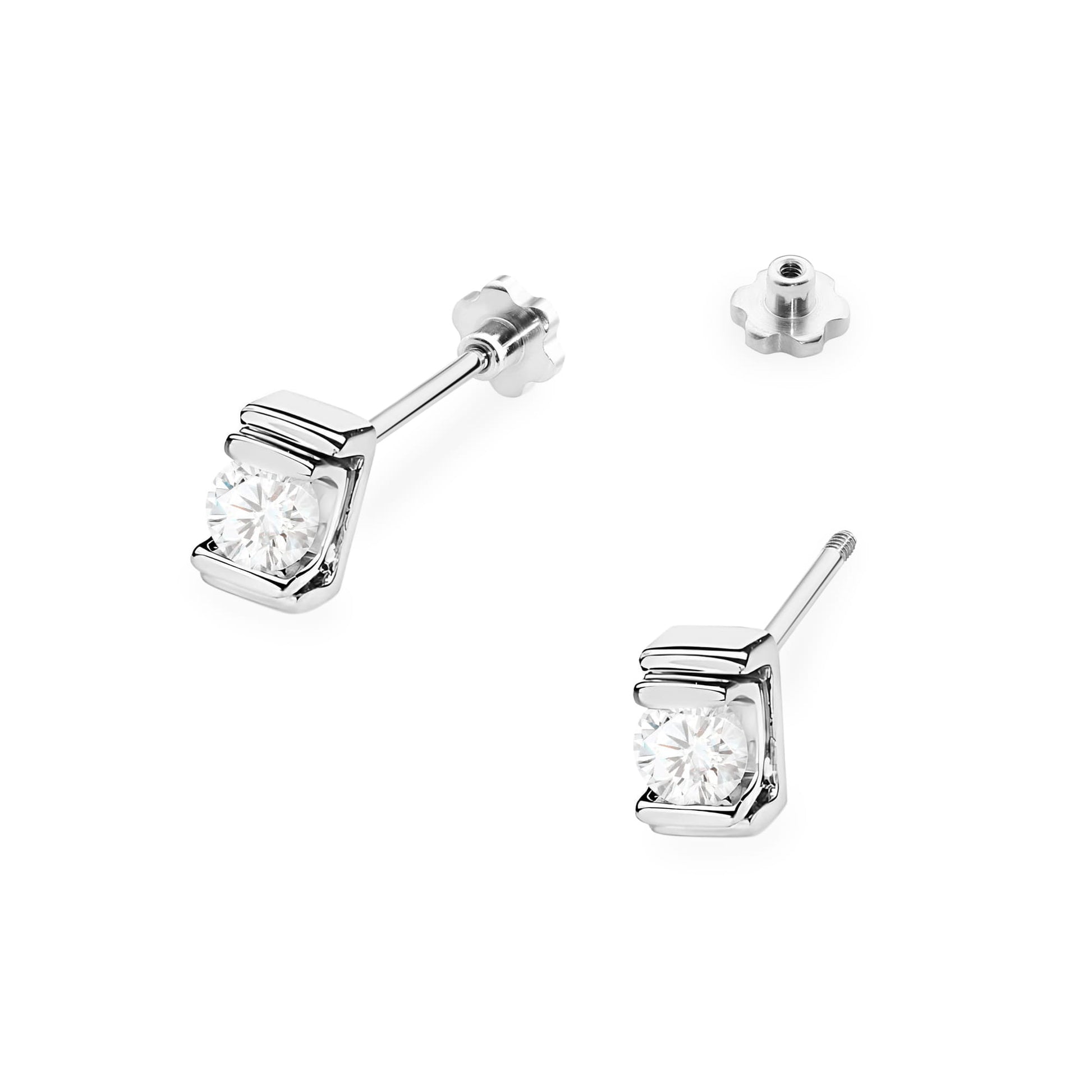 Cercei Diamant Aur 14K Rotunzi Șurub K0343