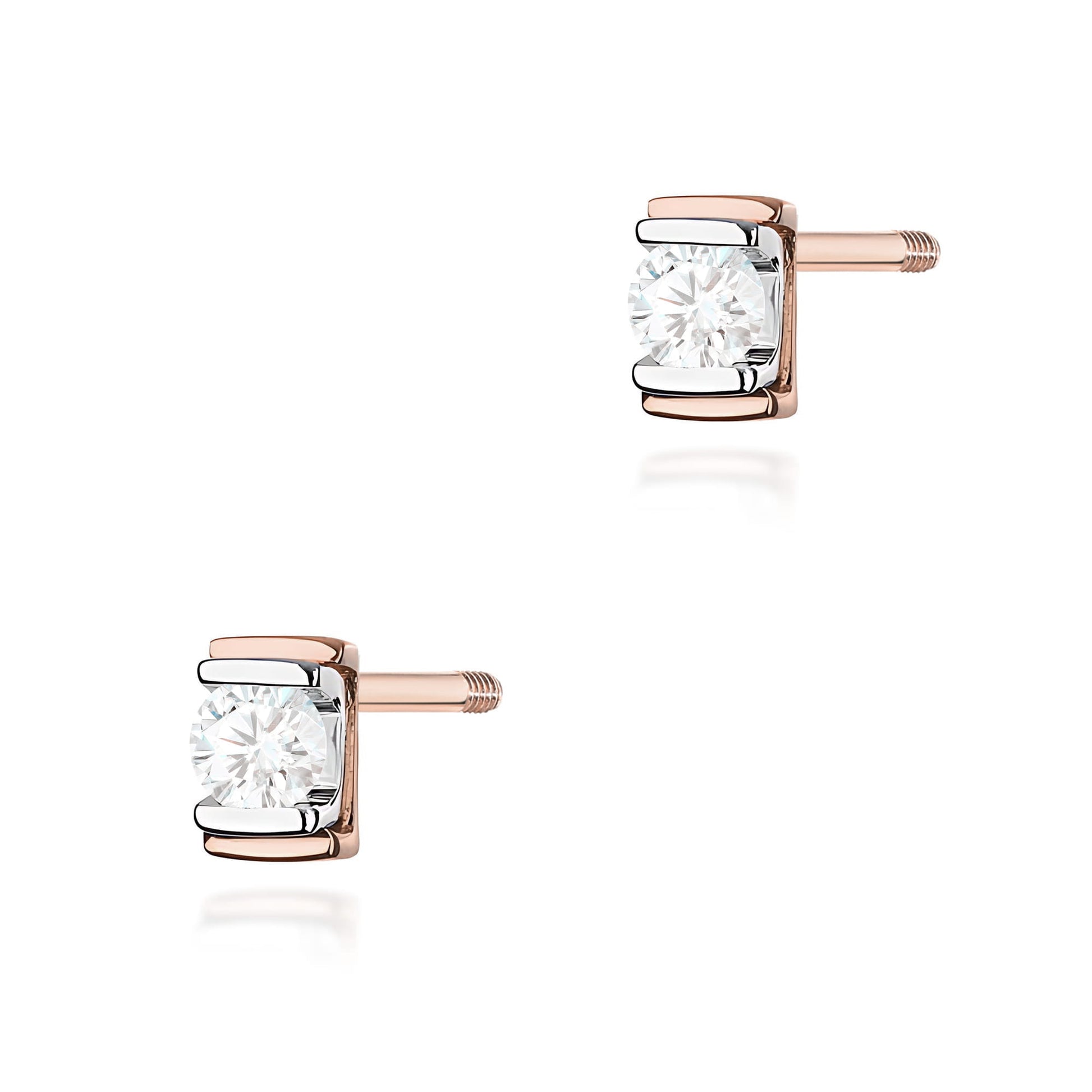 Cercei Diamant Aur 14K Rotunzi Șurub K0343