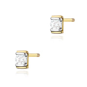 Cercei Diamant Aur 14K Rotunzi Șurub K0343