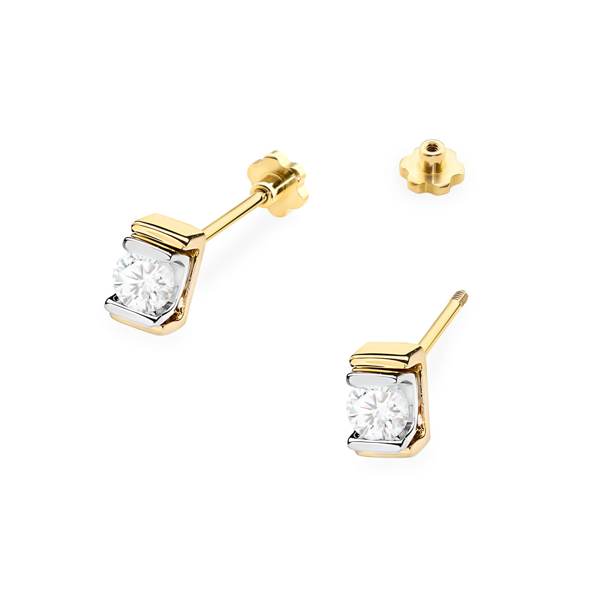 Cercei Diamant Aur 14K Rotunzi Șurub K0343