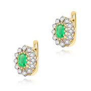 Cercei Aur 14K cu Smarald 0.40 ct si Diamante Naturale 0.21 ct