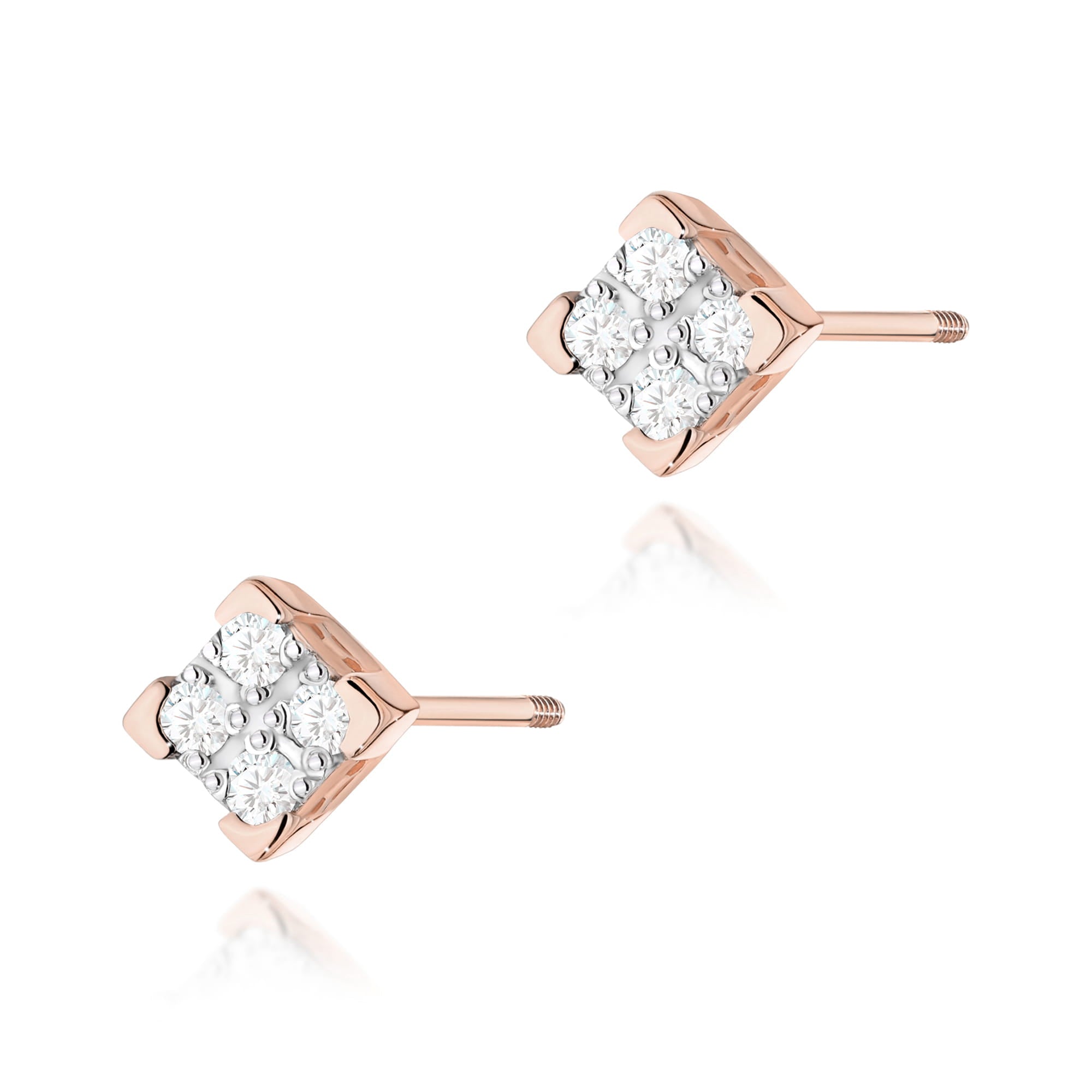 Cercei Aur 14K K0402 Diamante Șurub