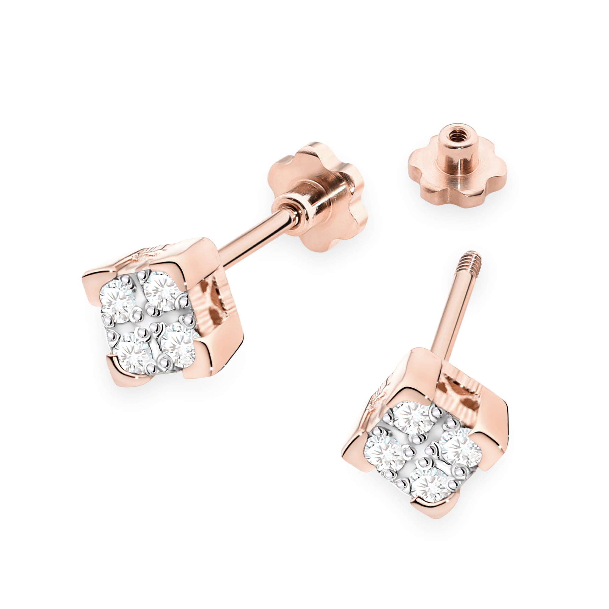 Cercei Aur 14K K0402 Diamante Șurub
