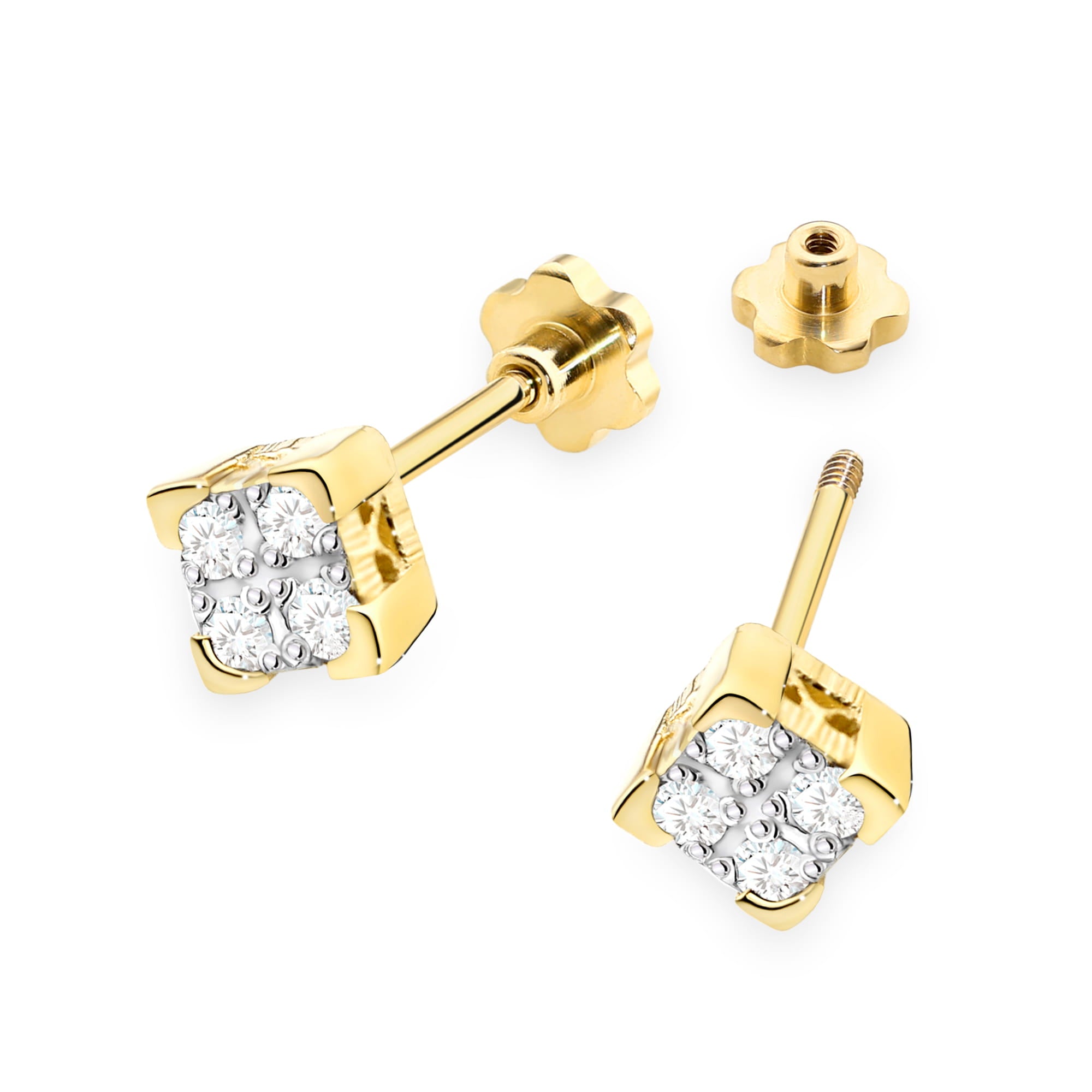 Cercei Aur 14K K0402 Diamante Șurub