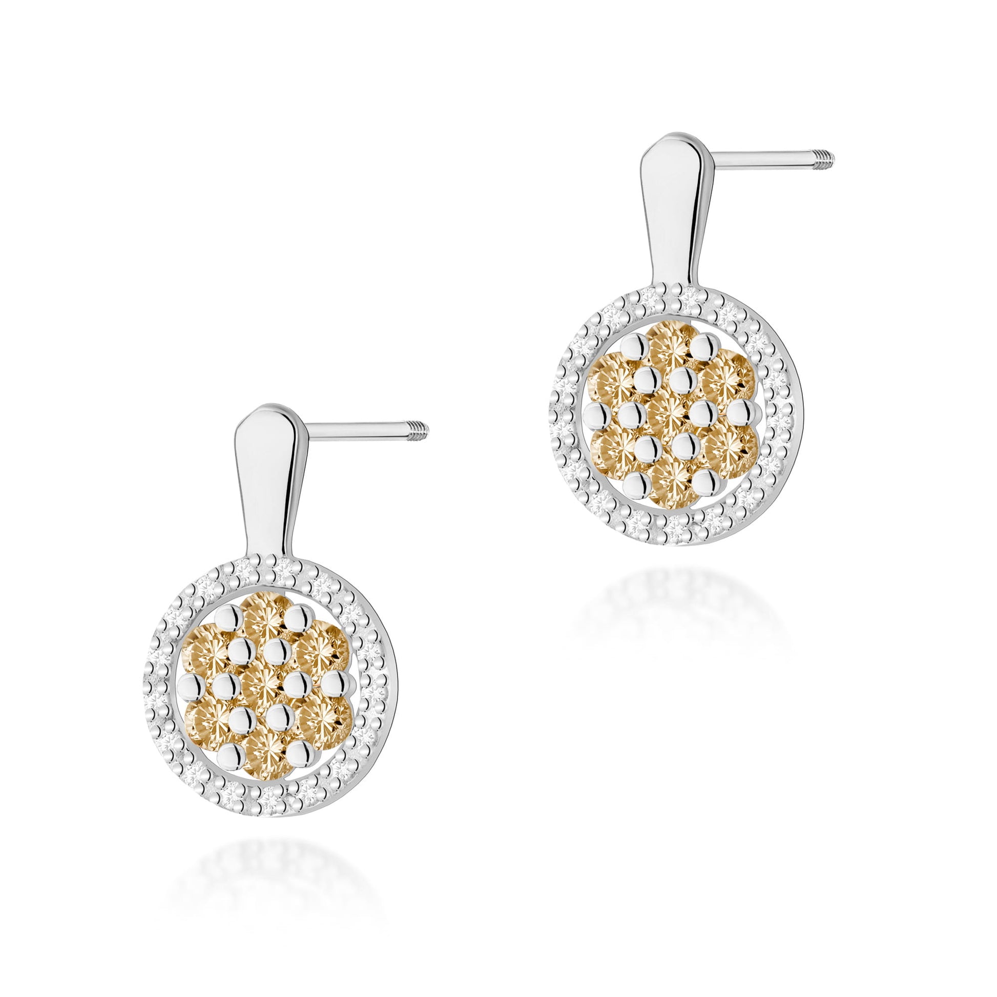 Cercei Aur 14K K0440 Diamante Șurub Stud