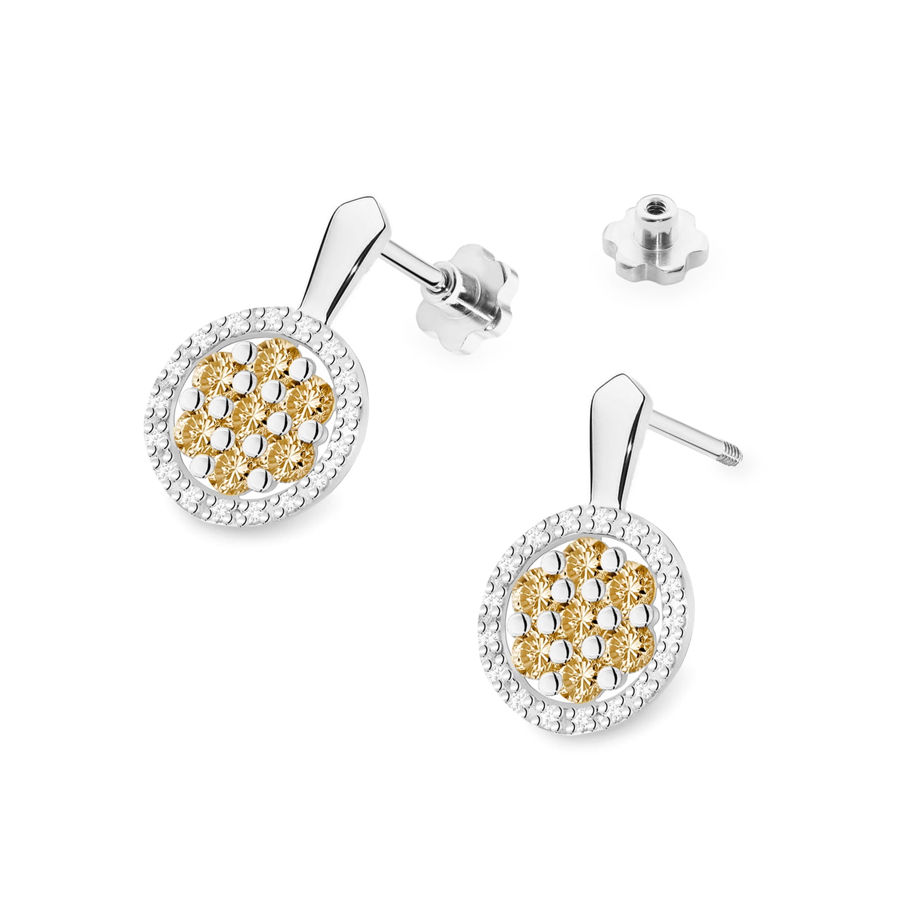 Cercei Aur 14K K0440 Diamante Șurub Stud