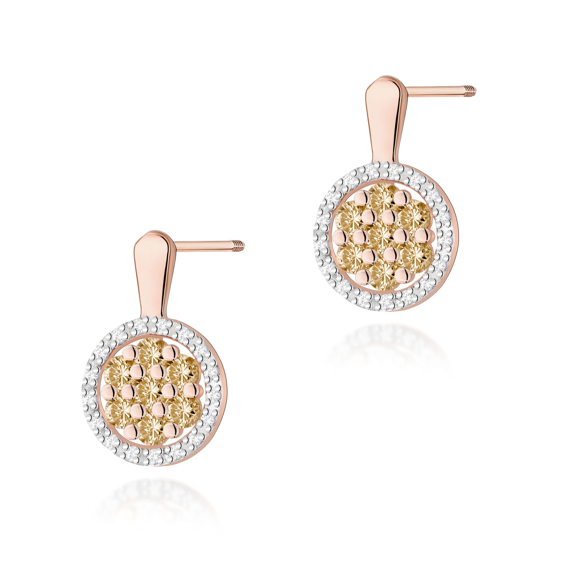 Cercei Aur 14K K0440 Diamante Șurub Stud