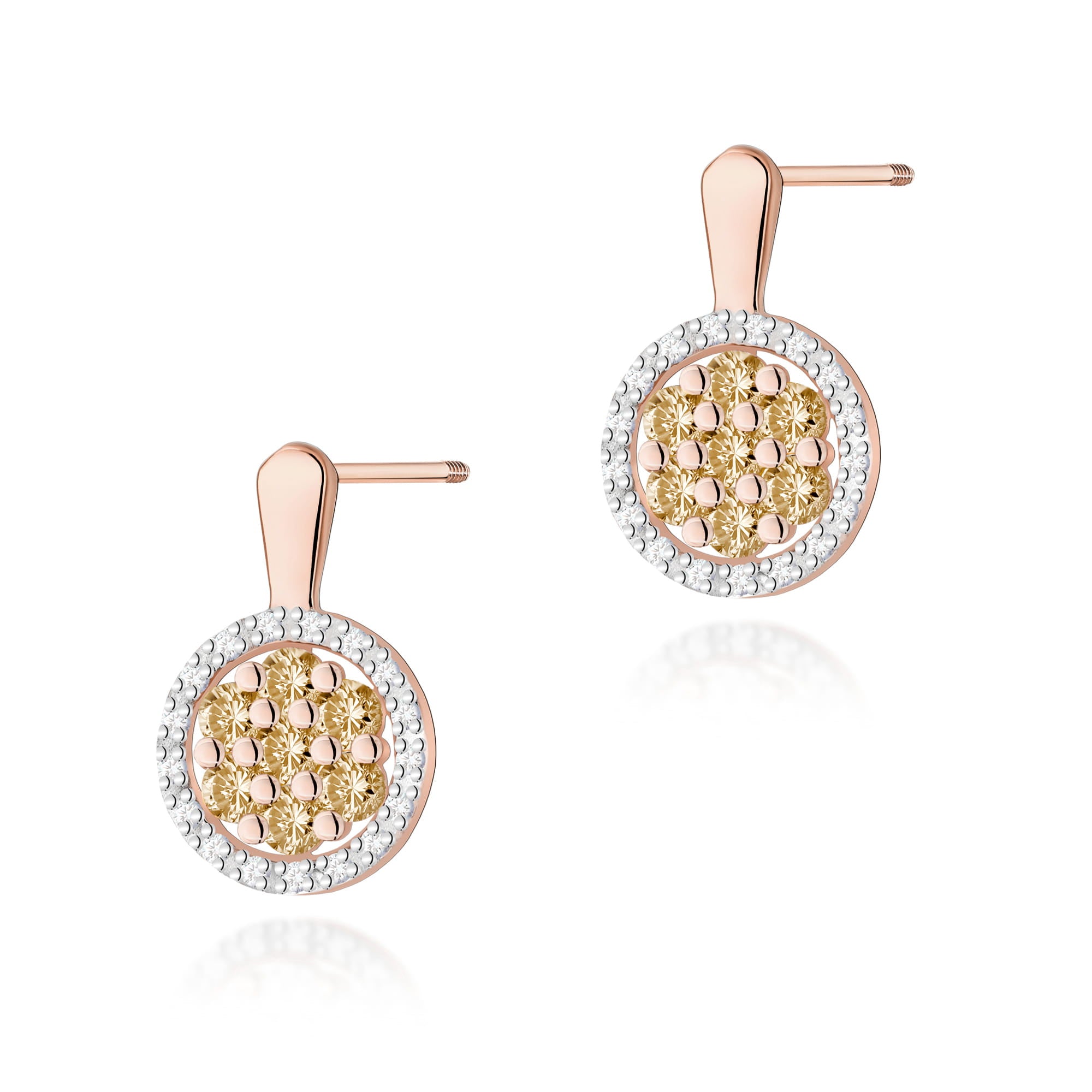 Cercei Aur 14K K0440 Diamante Șurub Stud