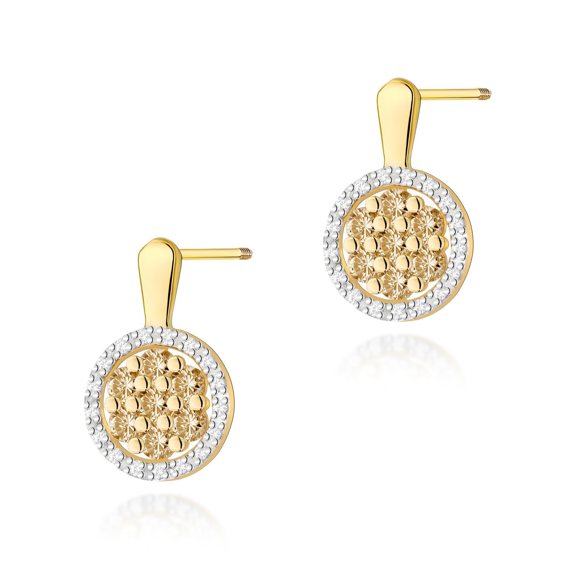 Cercei Aur 14K K0440 Diamante Șurub Stud