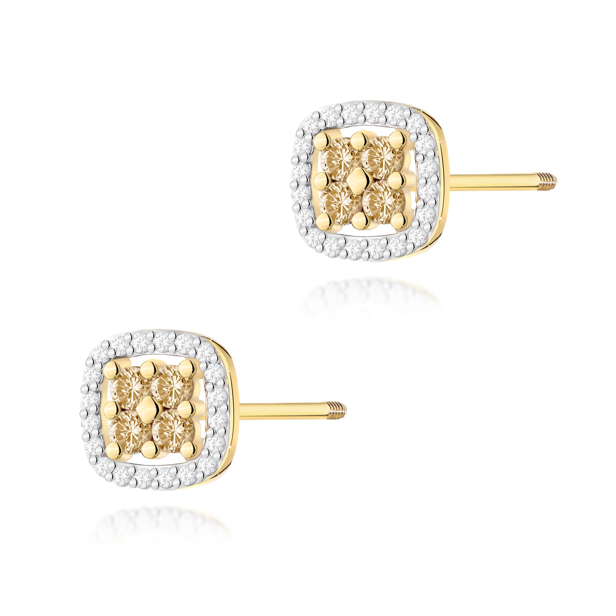 Cercei Aur 14k cu Diamante Naturale Maro 0.40 ct si Diamante Naturale Incolore 0.20 ct
