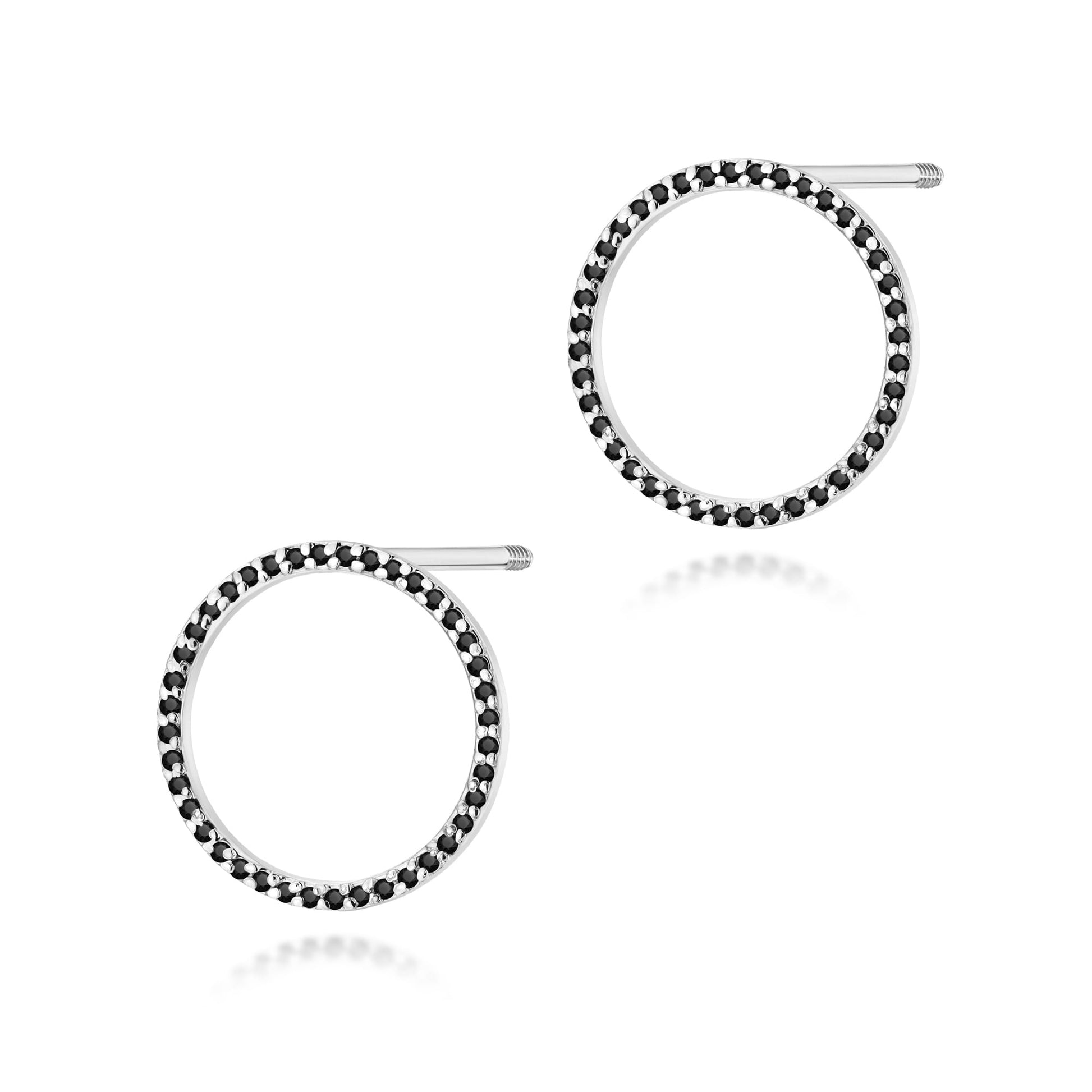 Cercei Aur 14K cu Diamante Negre Naturale 0.40 ct - Alb