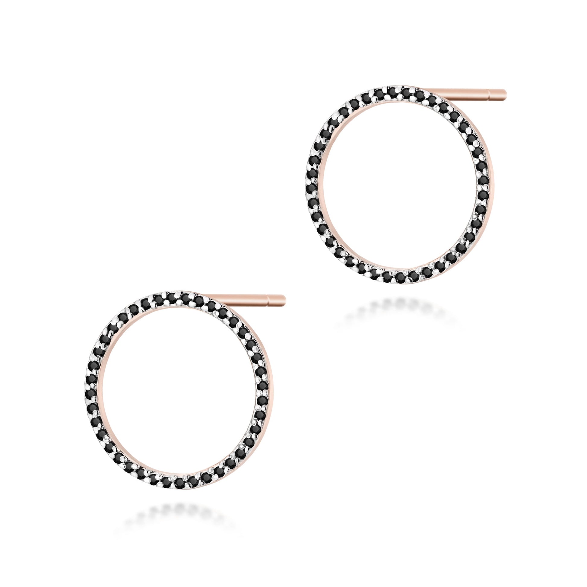 Cercei Aur 14K cu Diamante Negre Naturale 0.40 ct - Roz