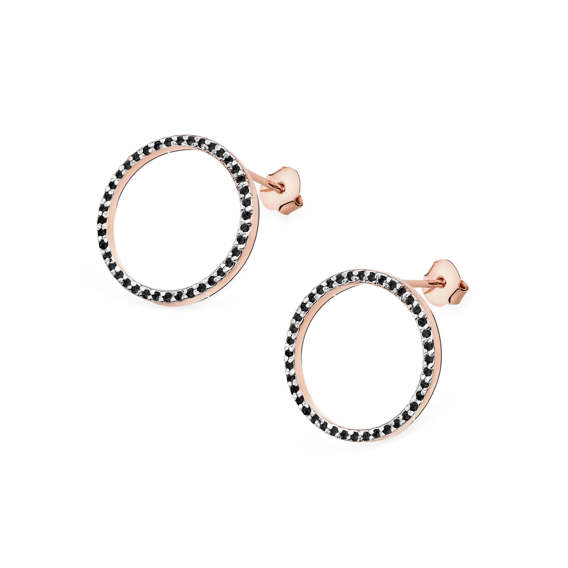 Cercei Aur 14K cu Diamante Negre Naturale 0.40 ct - Roz