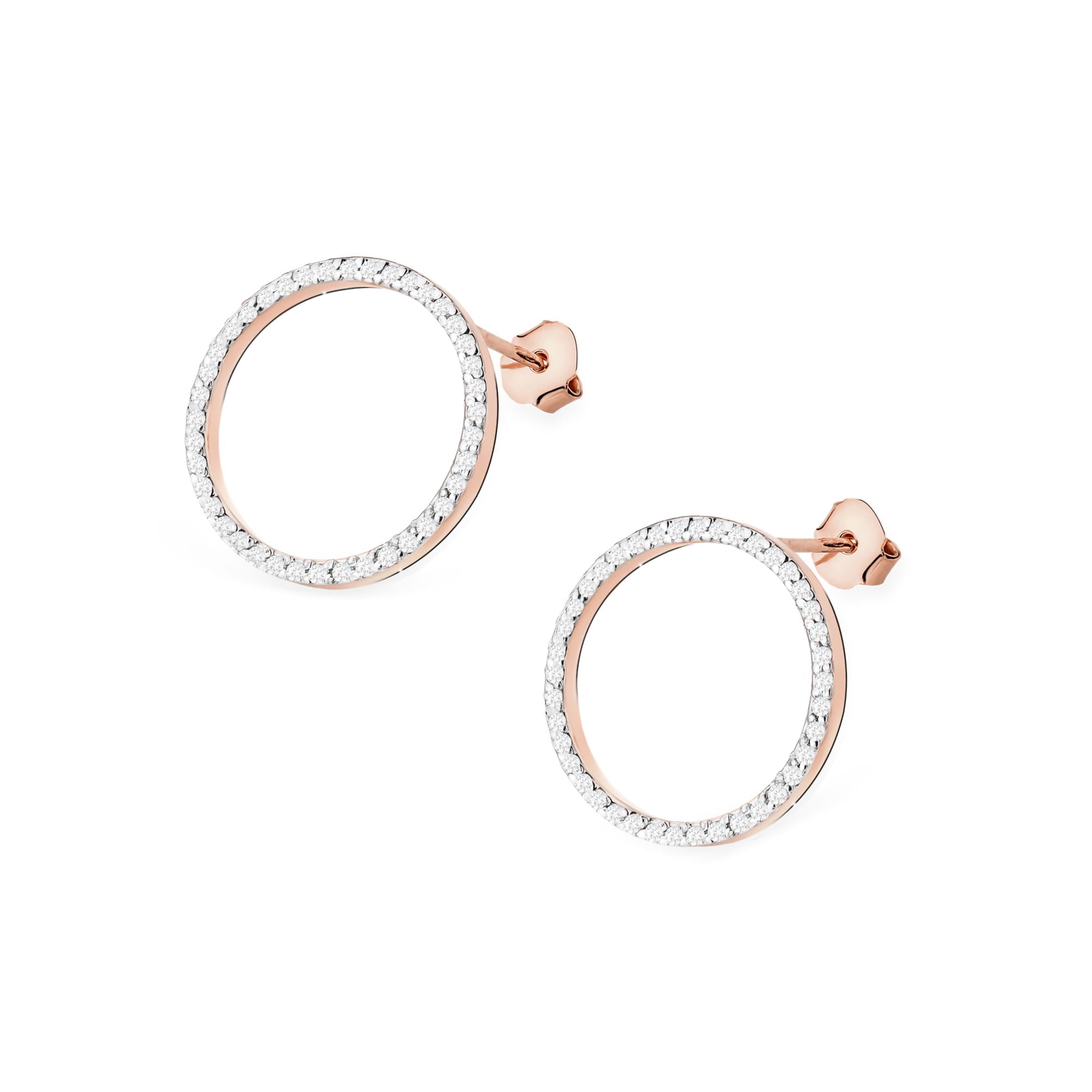 Cercei Aur 14K cu Diamante  Naturale 0.40 ct - Roz