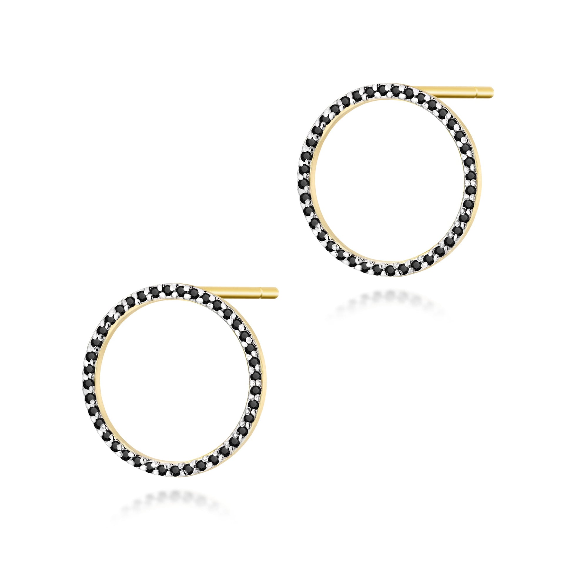 Cercei Aur 14K cu Diamante Negre Naturale 0.40 ct - Galben