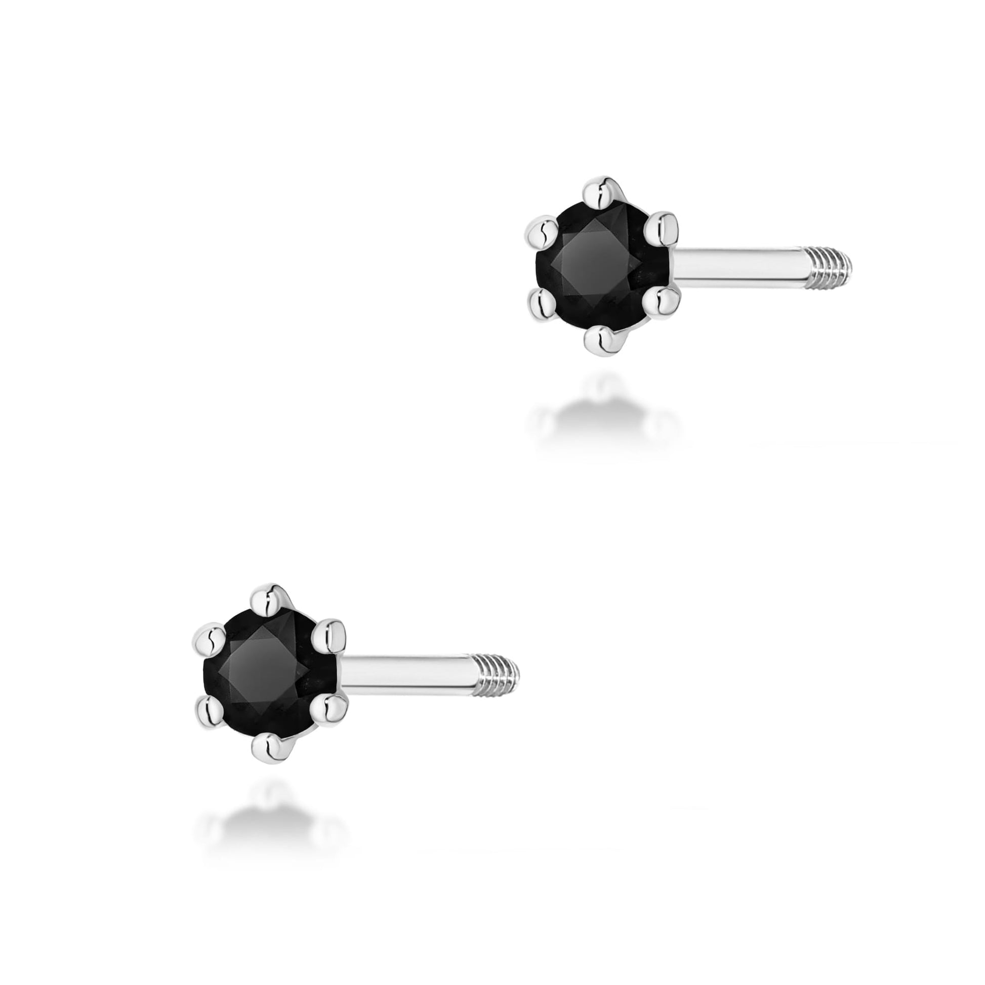 Cercei Aur 14K Diamant Negru Rotund K0501