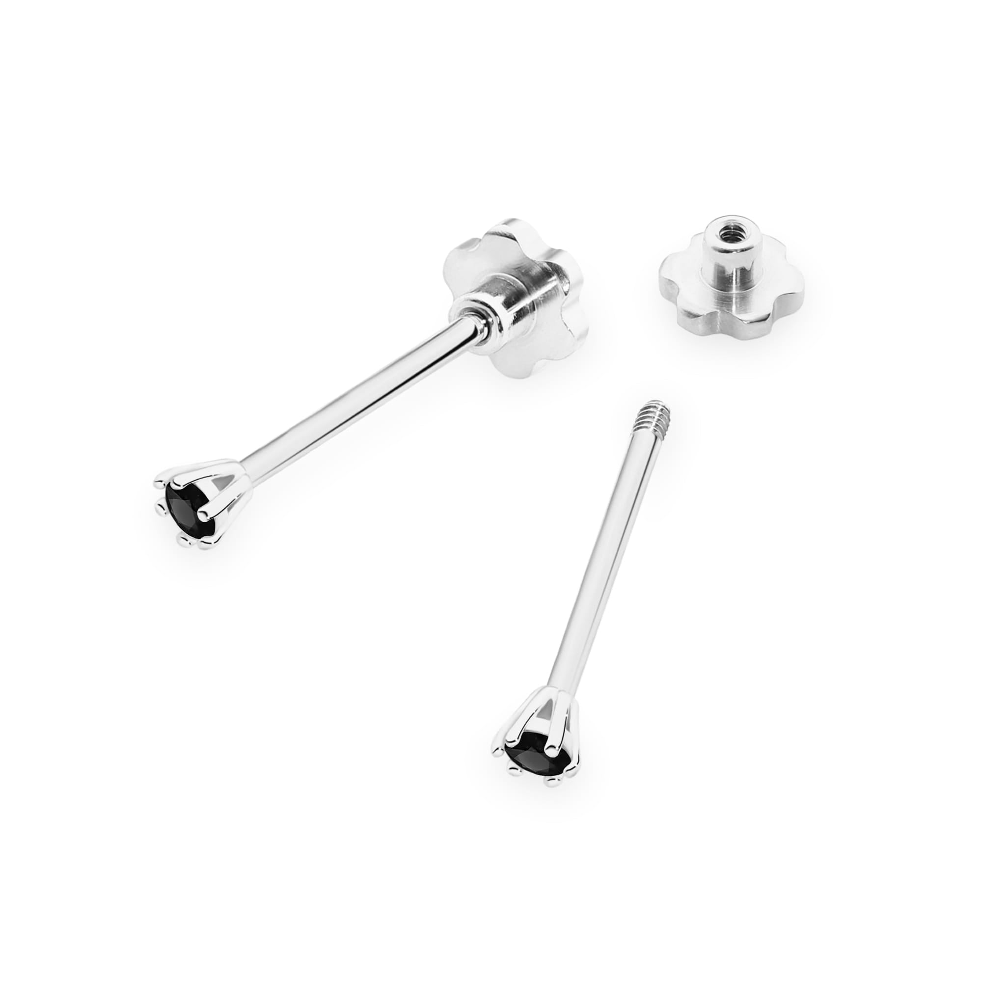 Cercei Aur 14K Diamant Negru Rotund K0501