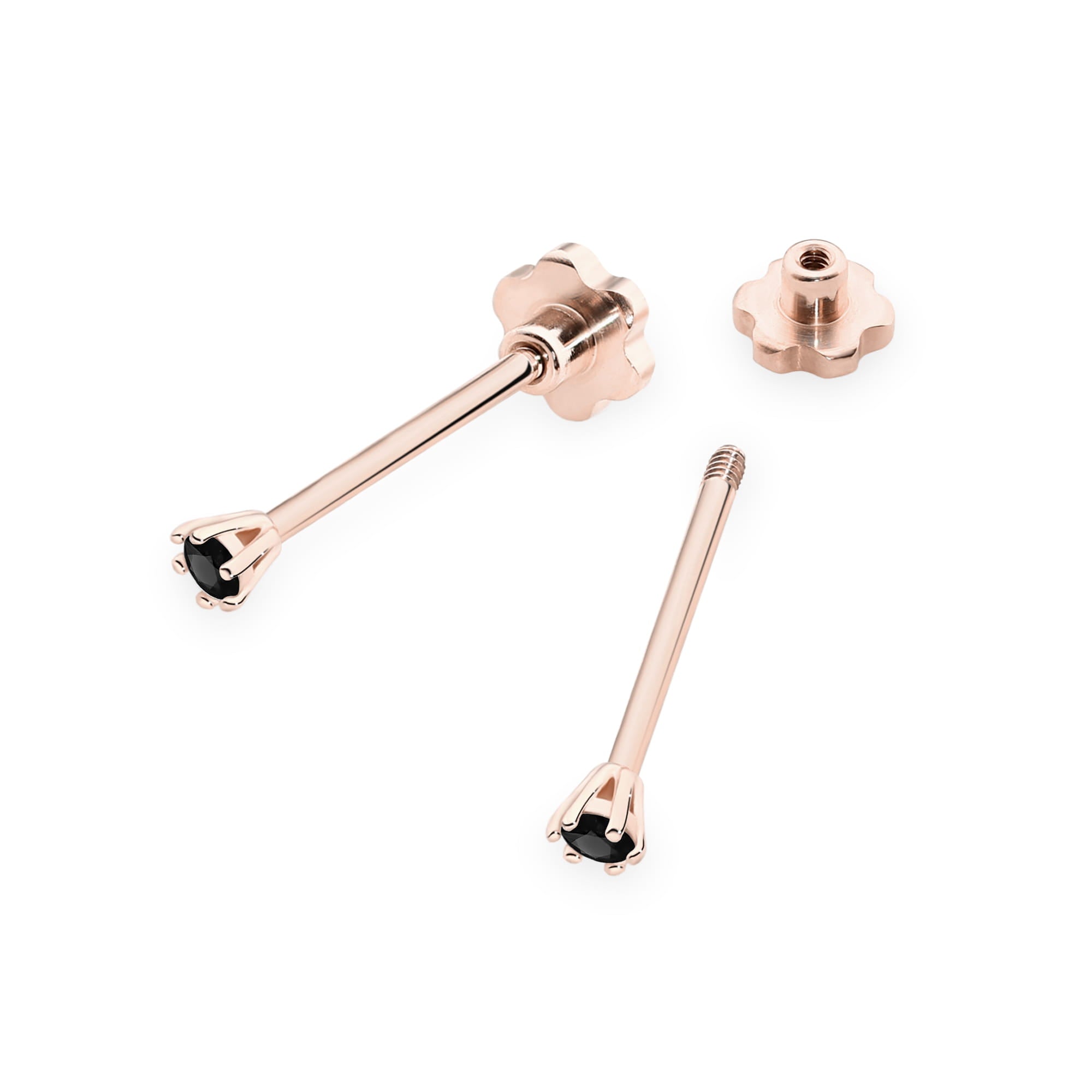 Cercei Aur 14K Diamant Negru Rotund K0501