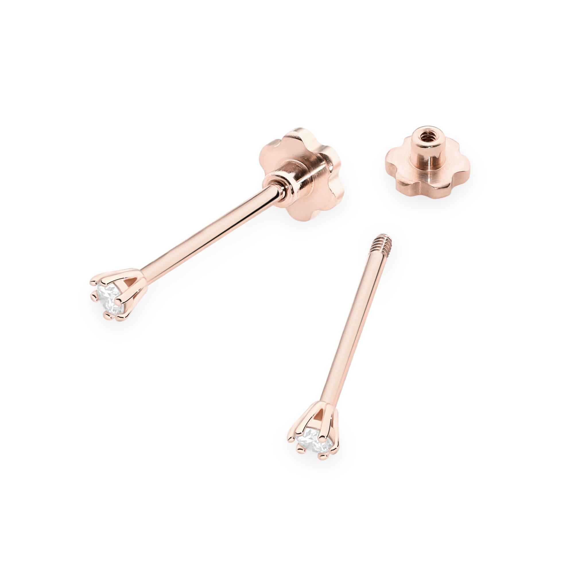 Cercei Aur 14K cu Diamante Naturale 0.08 ct - Roz