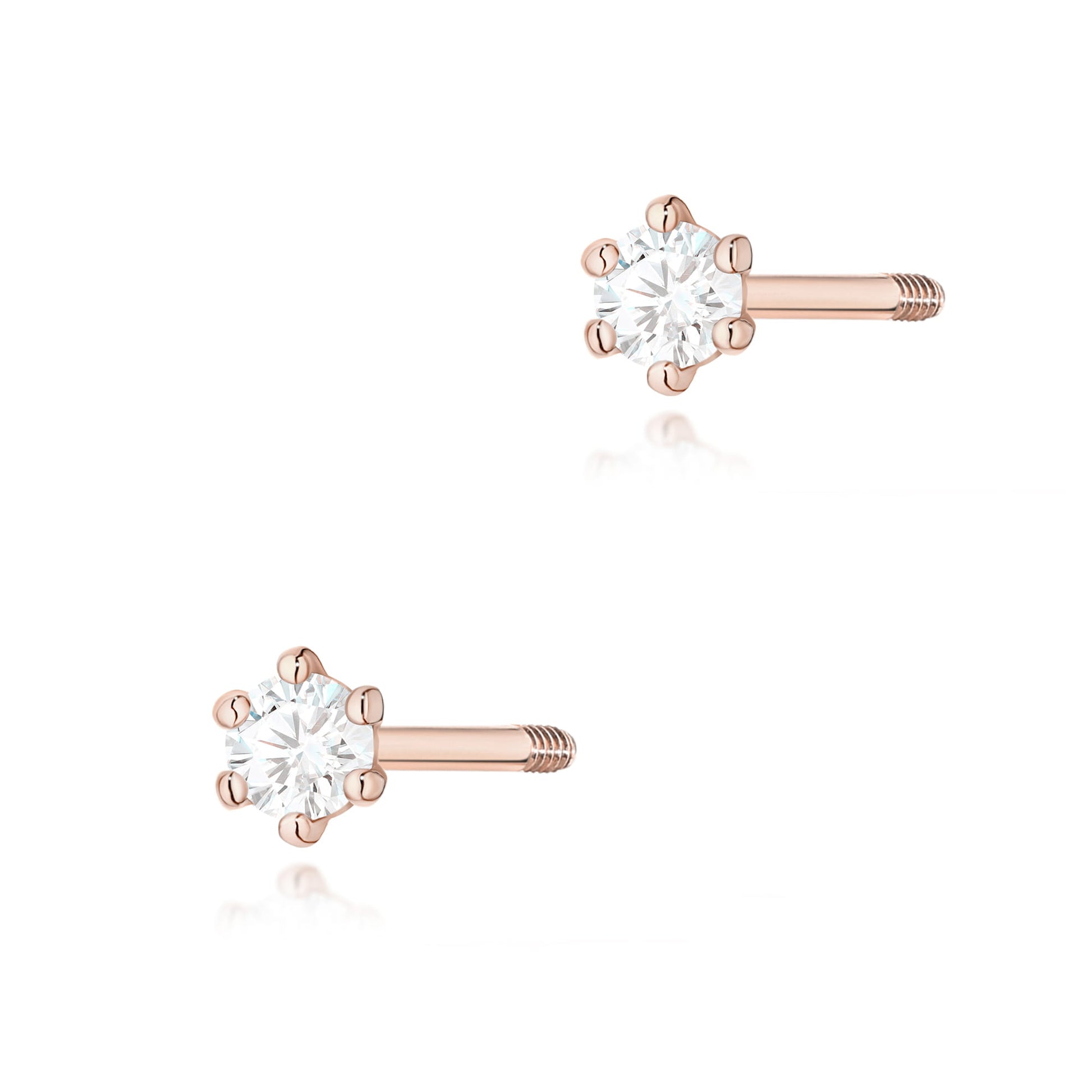 Cercei Aur 14K Diamant 2 x 0.05ct Rotund K0501