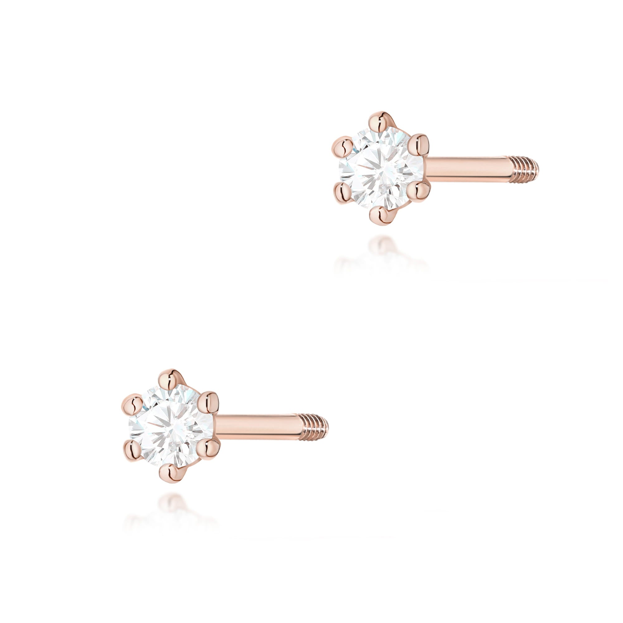 Cercei Aur 14K Diamant 2 x 0.05ct Rotund K0501