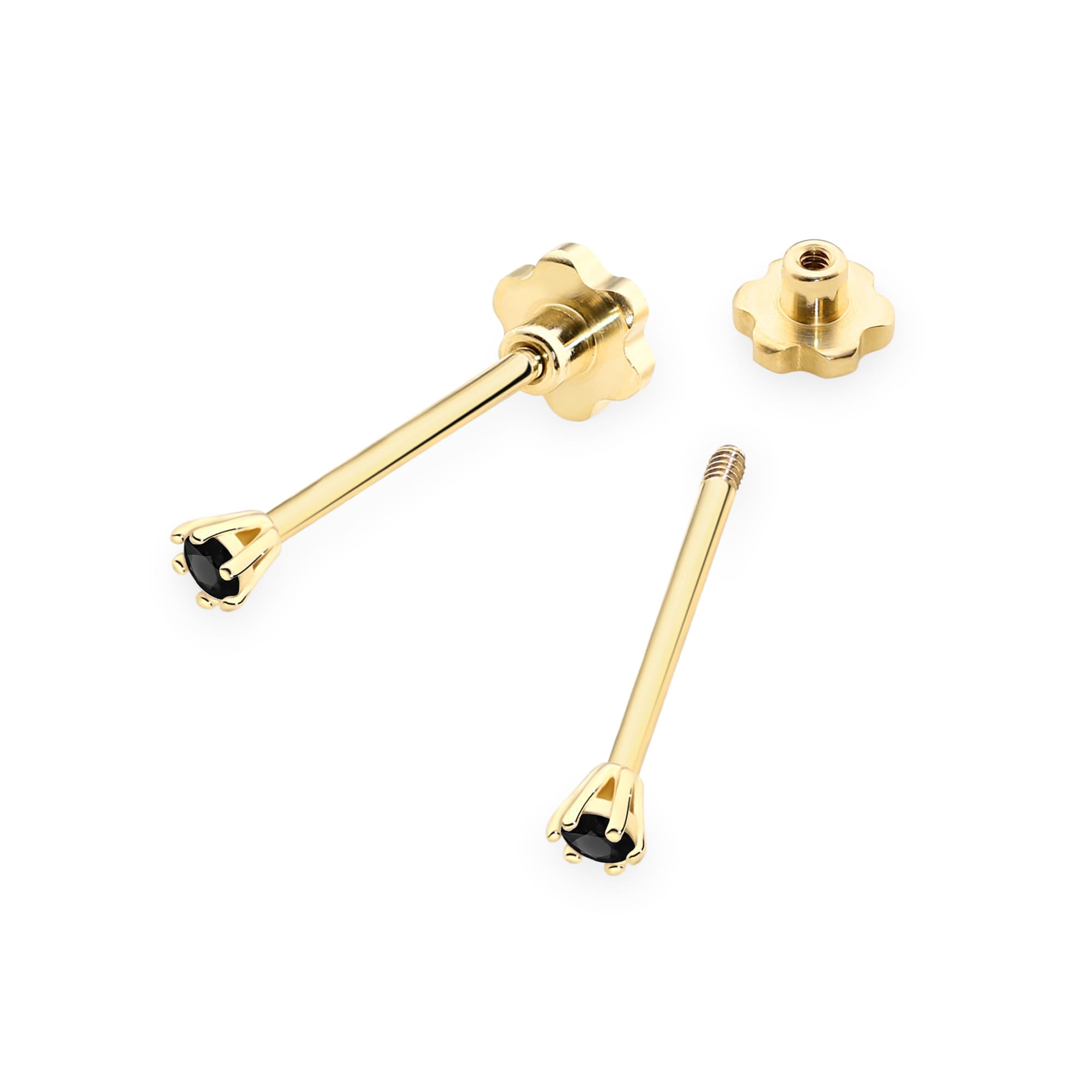 Cercei Aur 14K Diamant Negru Rotund K0501