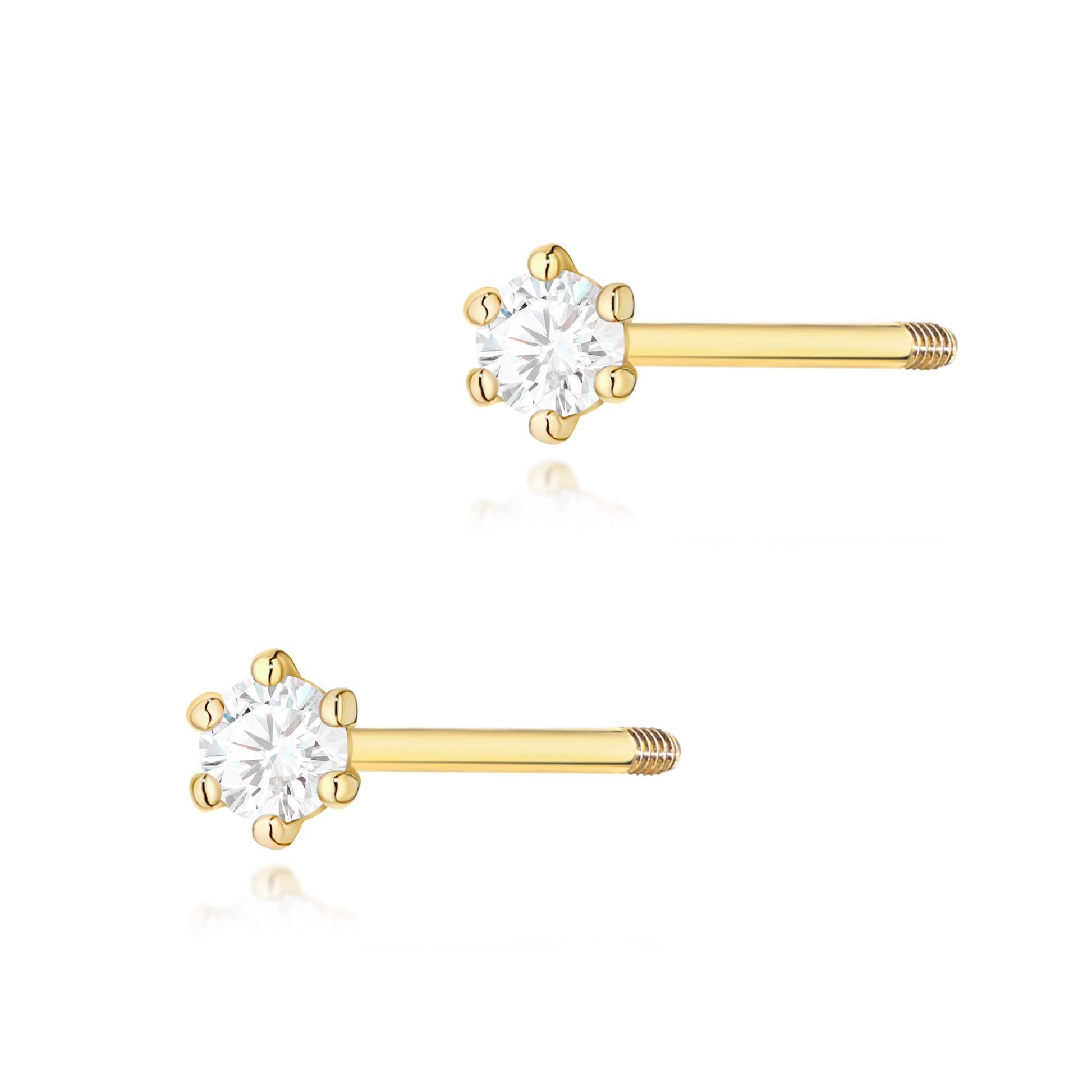 Cercei Aur 14K cu Diamante Naturale 0.08 ct - Galben