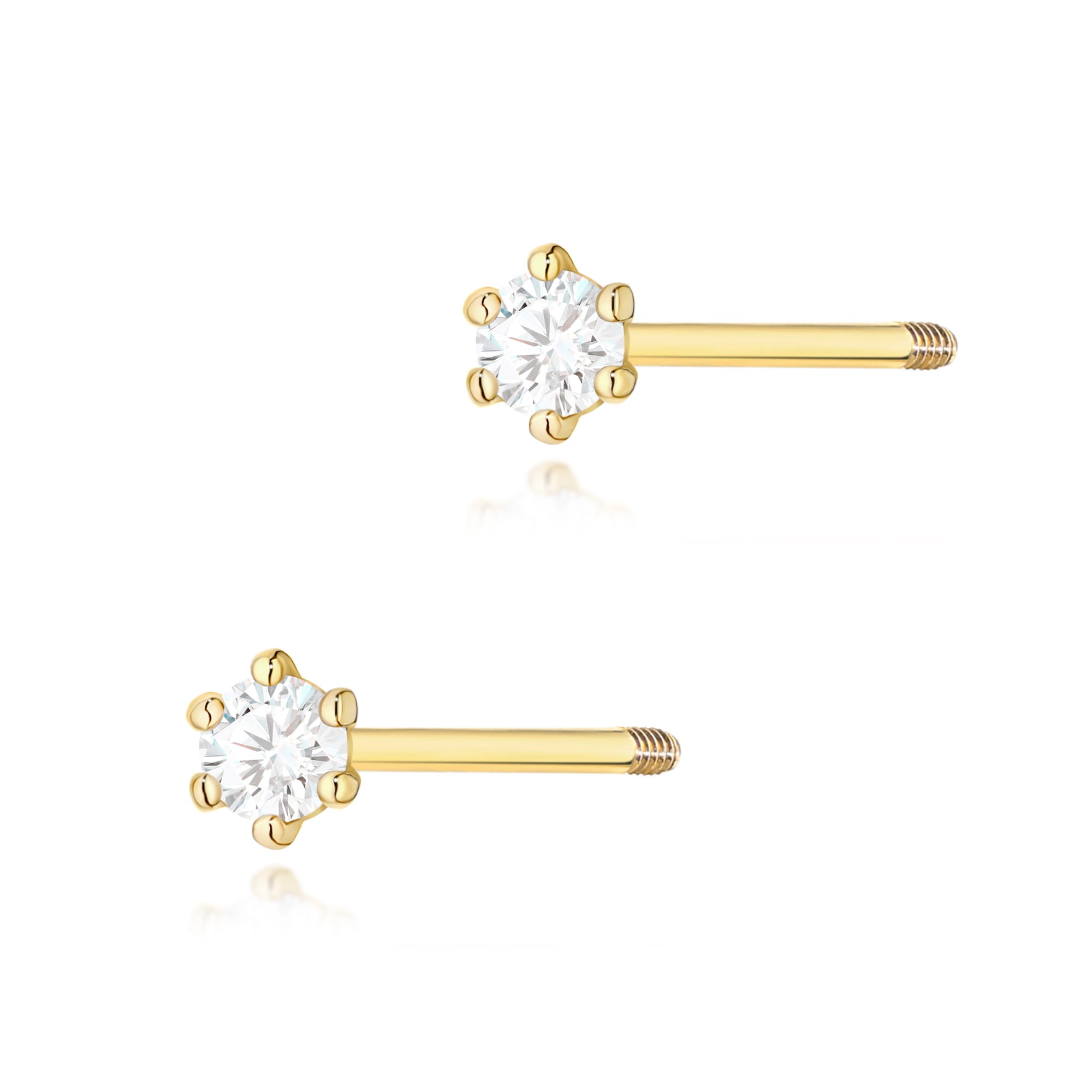 Cercei Aur 14K cu Diamante Naturale 0.08 ct - Galben