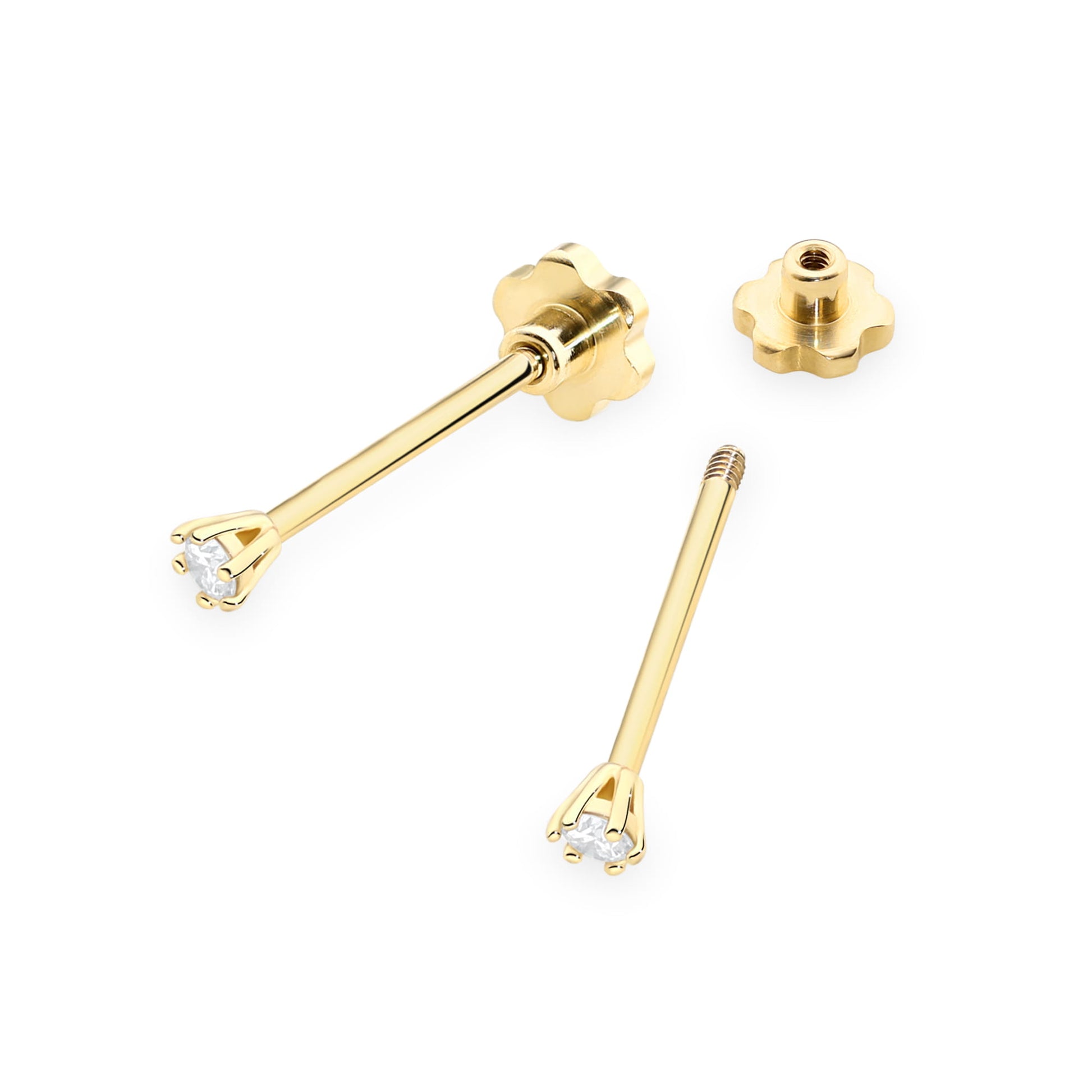 Cercei Aur 14K cu Diamante Naturale 0.08 ct - Galben