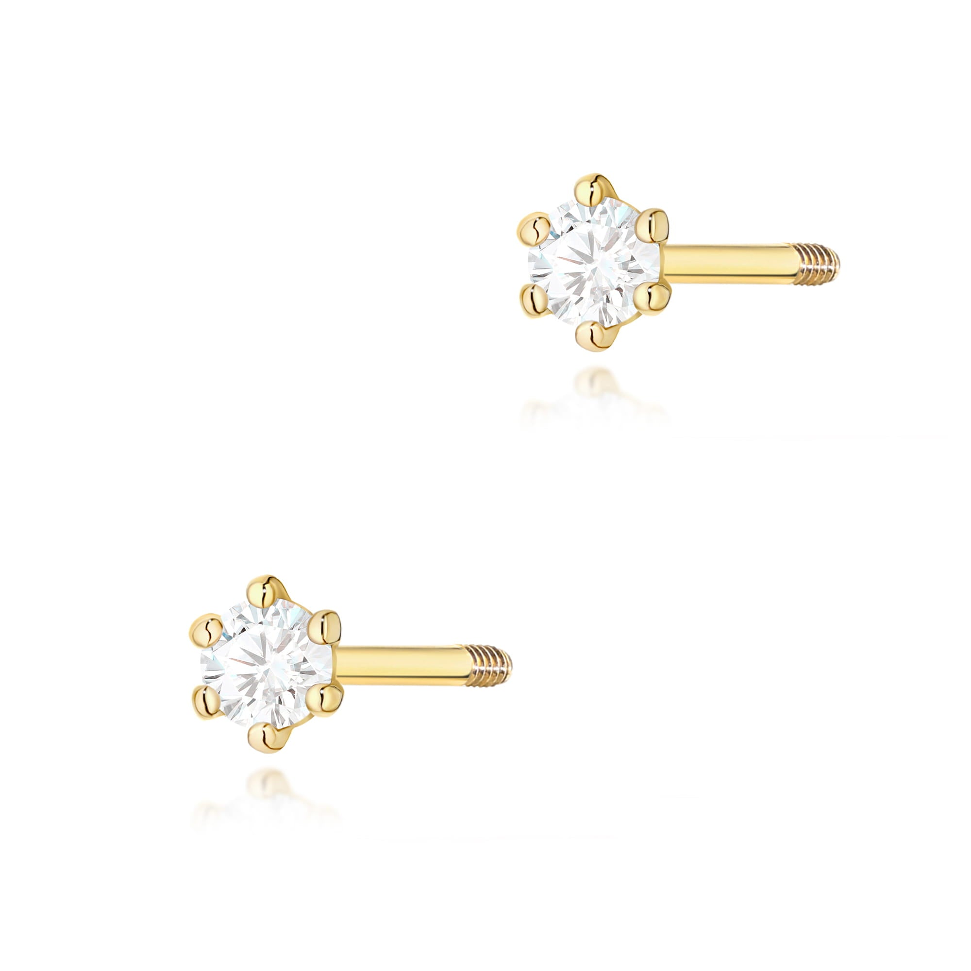 Cercei Aur 14K Diamant 2 x 0.05ct Rotund K0501