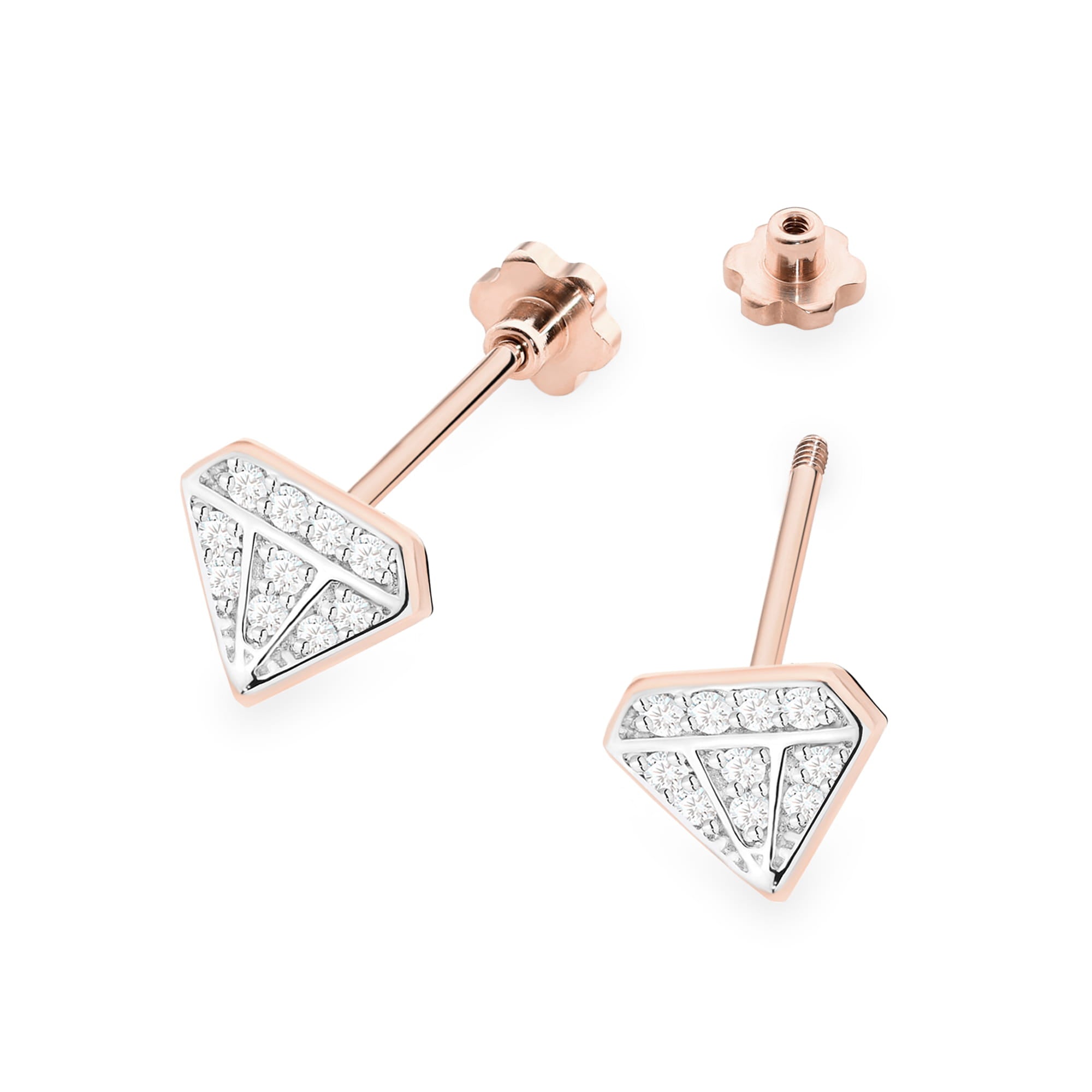 Cercei Aur 14K K0504 Diamante Șurub